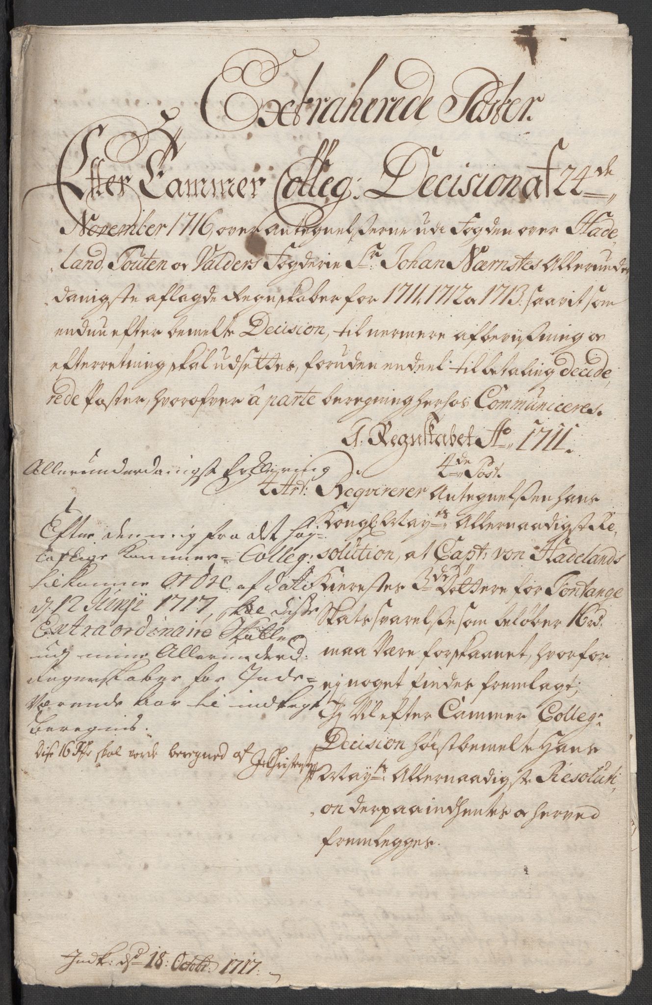 Rentekammeret inntil 1814, Reviderte regnskaper, Fogderegnskap, RA/EA-4092/R18/L1311: Fogderegnskap Hadeland, Toten og Valdres, 1713, p. 438