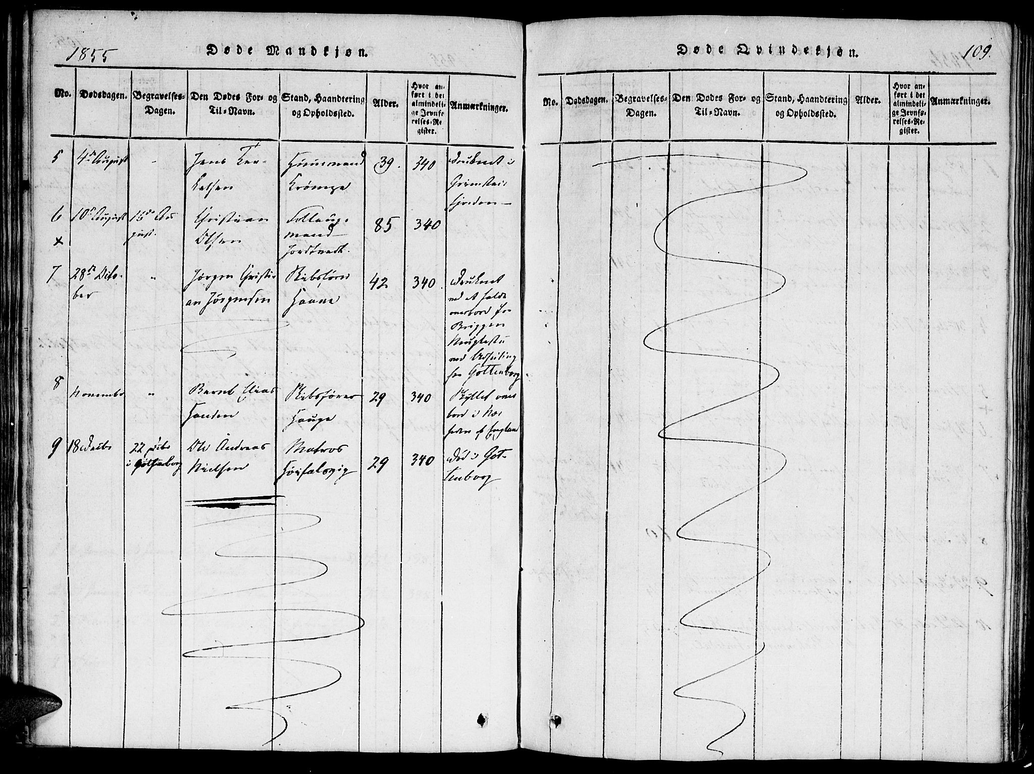Hommedal sokneprestkontor, SAK/1111-0023/F/Fa/Faa/L0001: Parish register (official) no. A 1, 1816-1860, p. 109