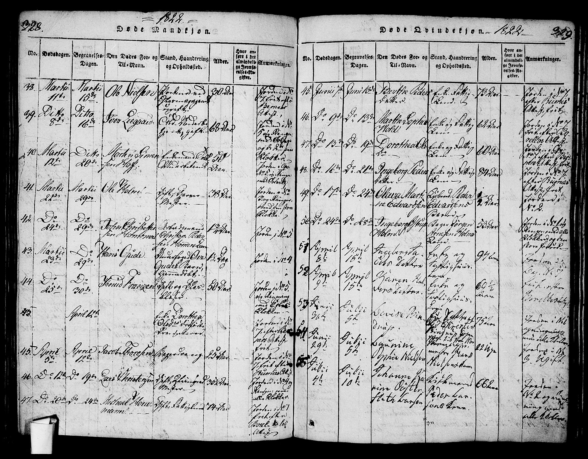 Oslo domkirke Kirkebøker, SAO/A-10752/G/Ga/L0001: Parish register (copy) no. 1, 1817-1825, p. 328-329