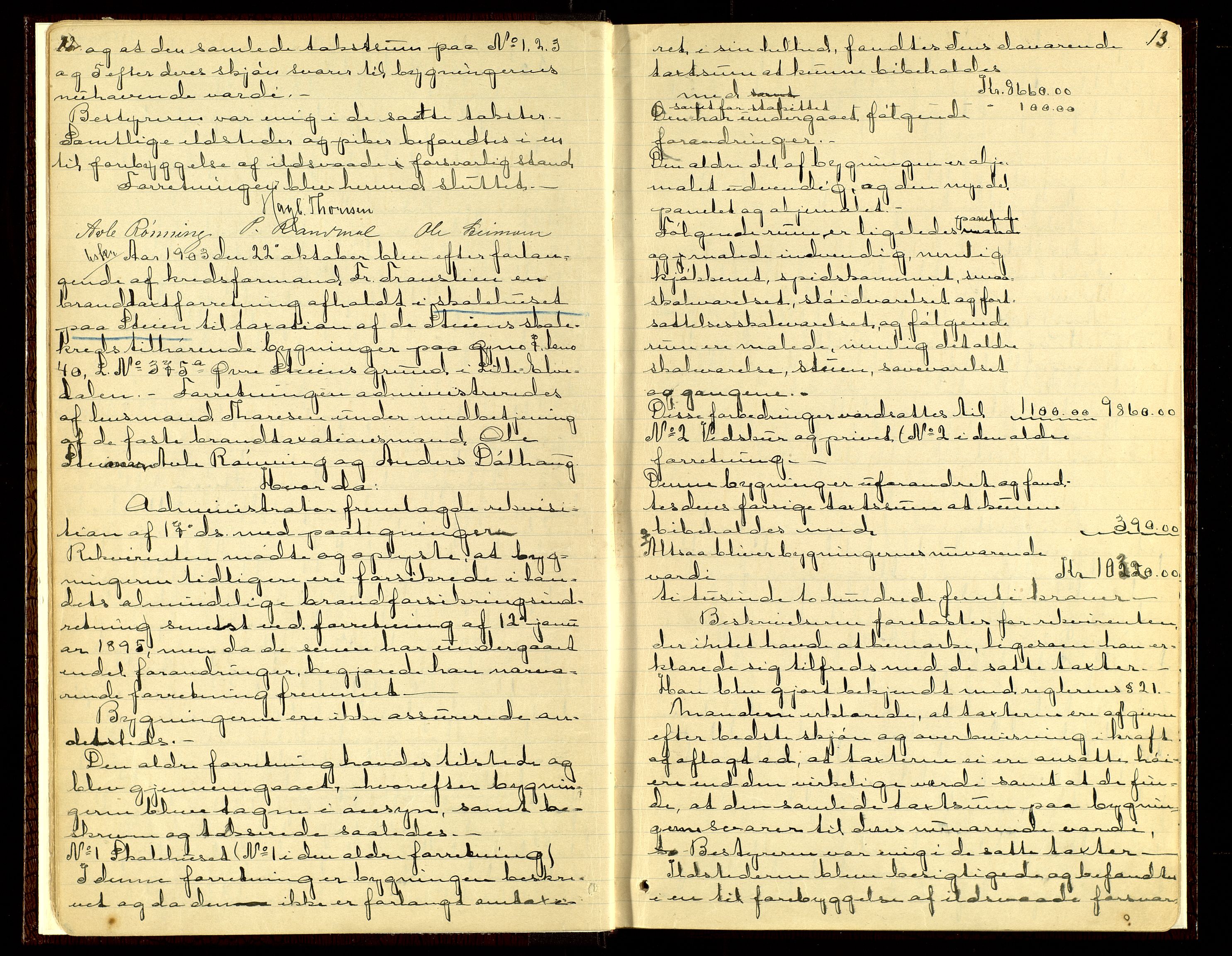 Norges Brannkasse, Alvdal og Folldal, AV/SAH-NBRANA-026/F/L0002: Branntakstprotokoll, 1899-1940, p. 12-13