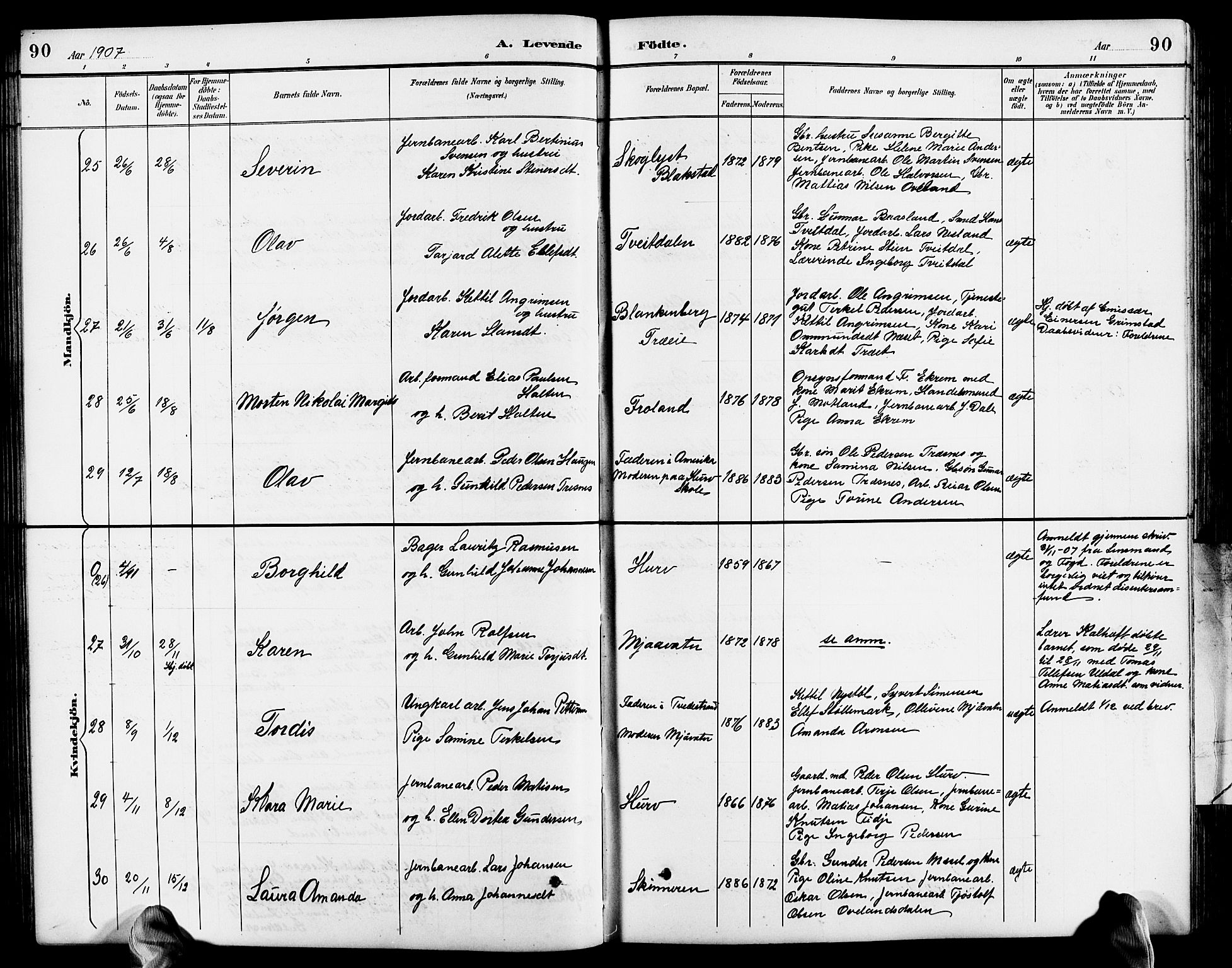 Froland sokneprestkontor, AV/SAK-1111-0013/F/Fb/L0010: Parish register (copy) no. B 10, 1893-1920, p. 90