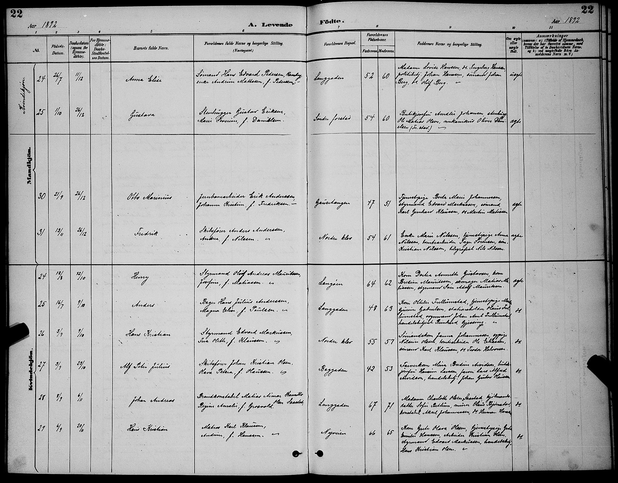 Holmestrand kirkebøker, SAKO/A-346/G/Ga/L0005: Parish register (copy) no. 5, 1889-1901, p. 22