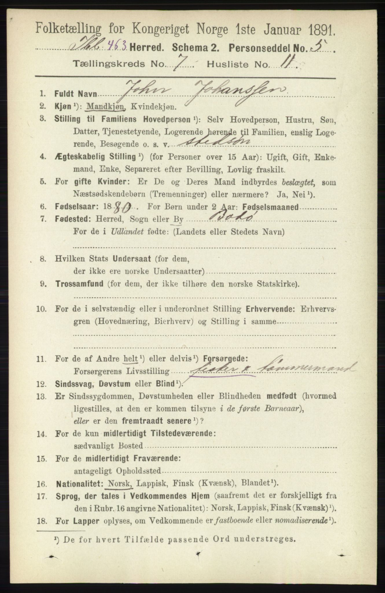 RA, 1891 census for 1917 Ibestad, 1891, p. 4250