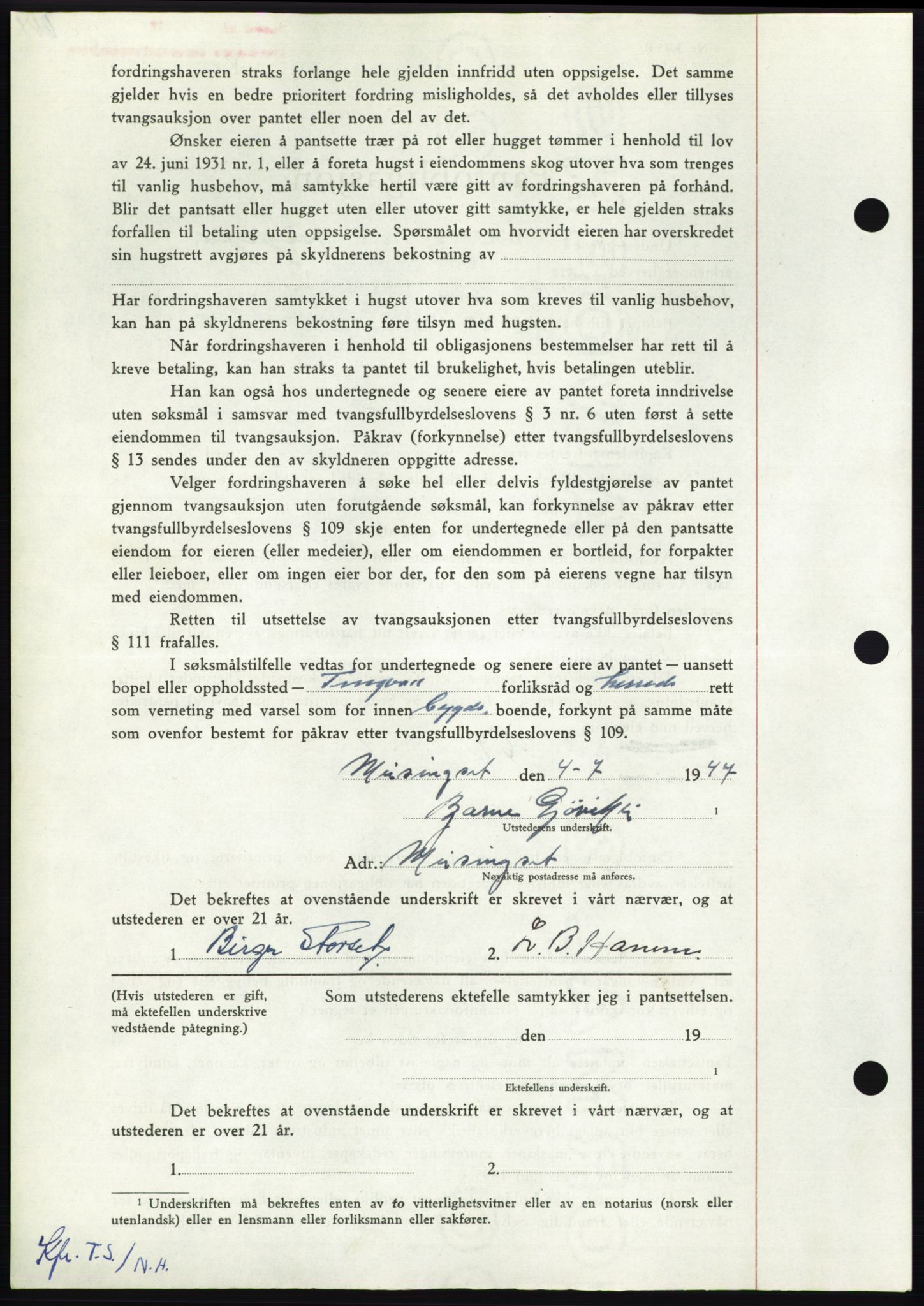 Nordmøre sorenskriveri, AV/SAT-A-4132/1/2/2Ca: Mortgage book no. B96, 1947-1947, Diary no: : 1527/1947