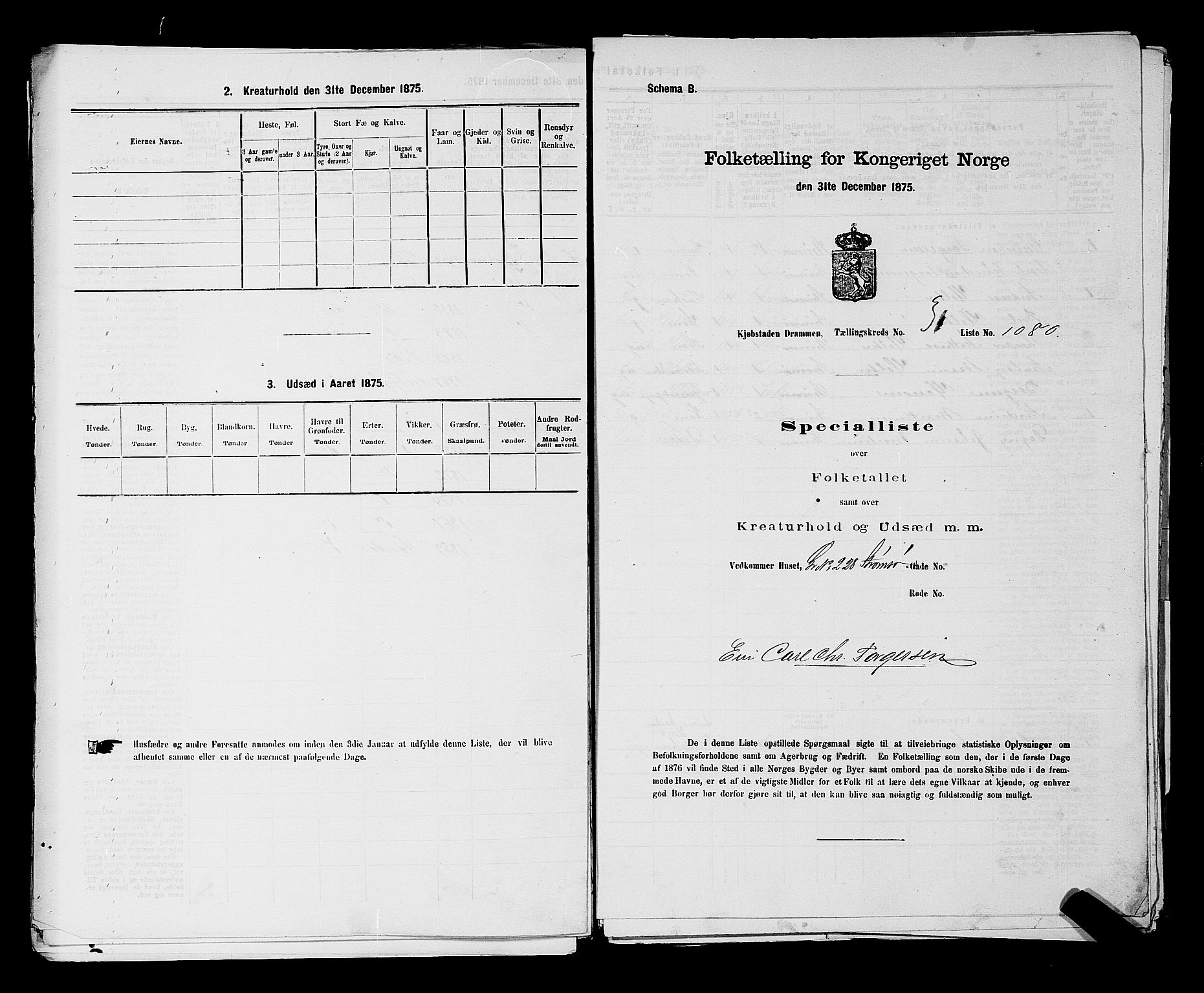 SAKO, 1875 census for 0602 Drammen, 1875, p. 2863