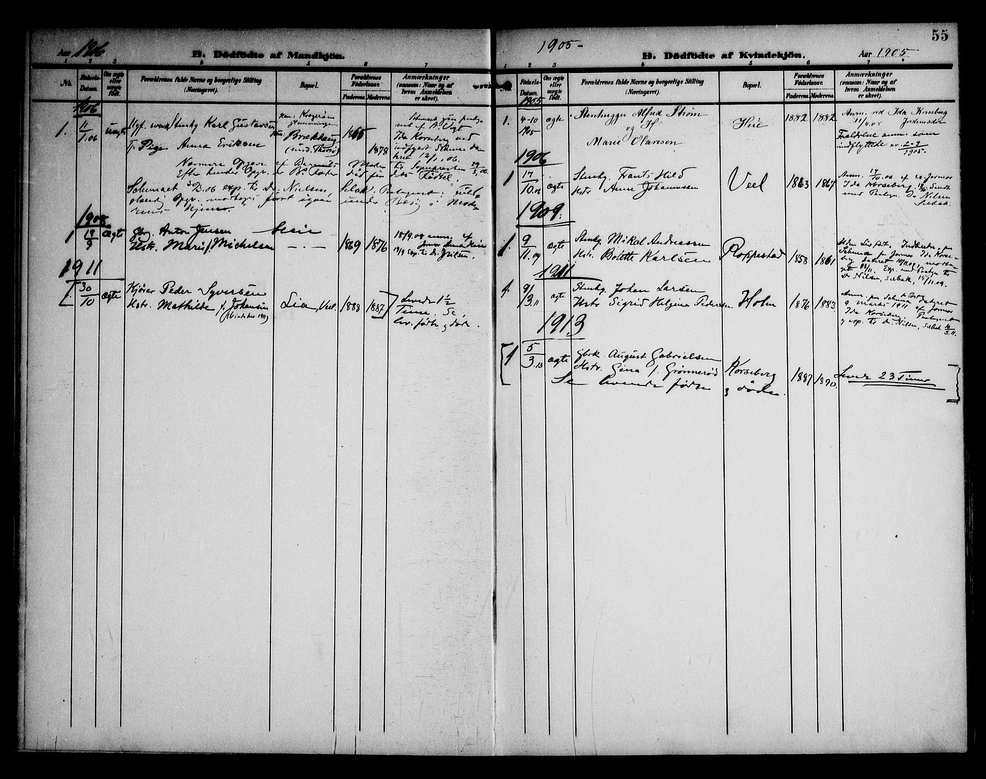 Borge prestekontor Kirkebøker, AV/SAO-A-10903/F/Fb/L0004: Parish register (official) no. II 4, 1902-1914, p. 55