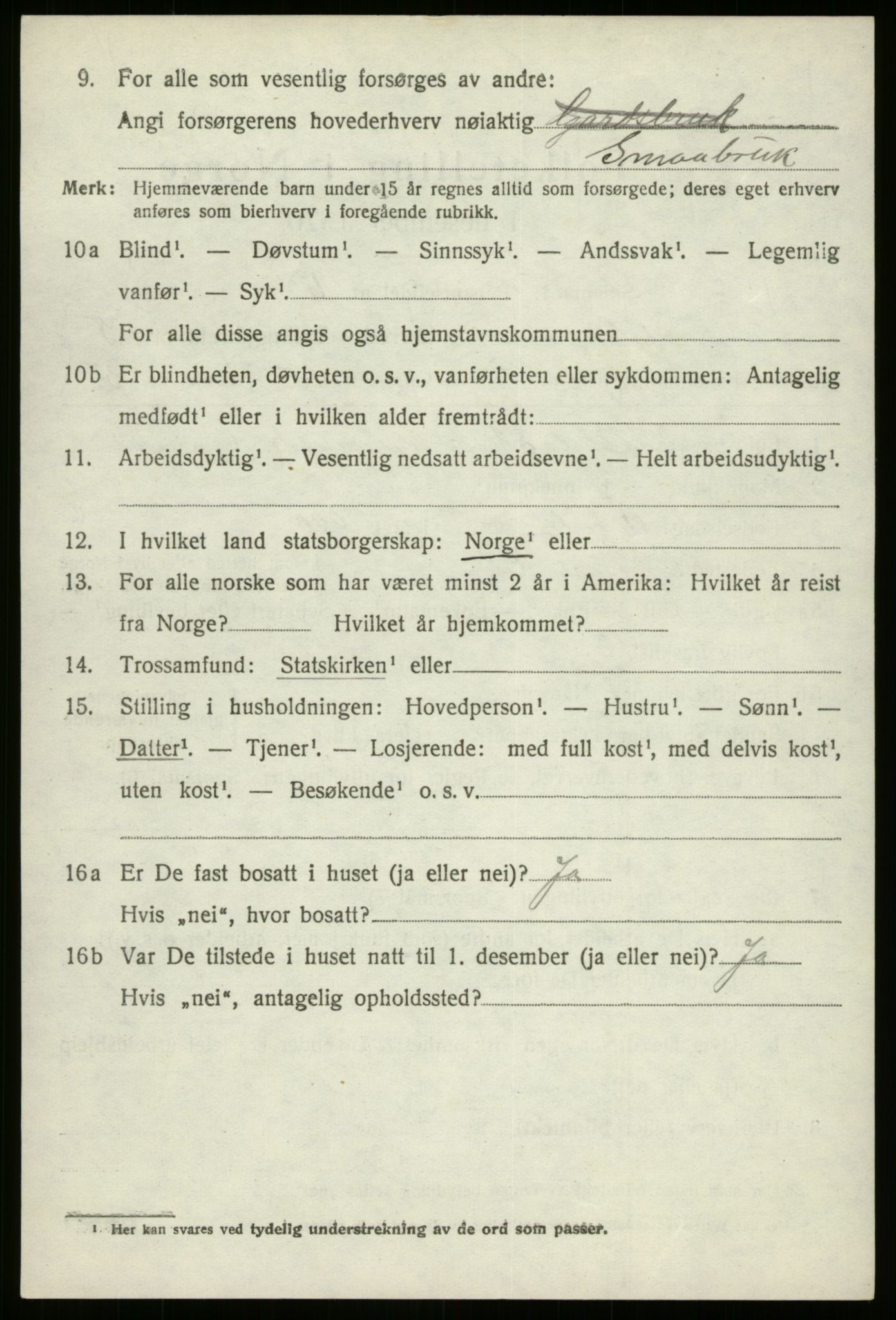 SAB, 1920 census for Gloppen, 1920, p. 3357