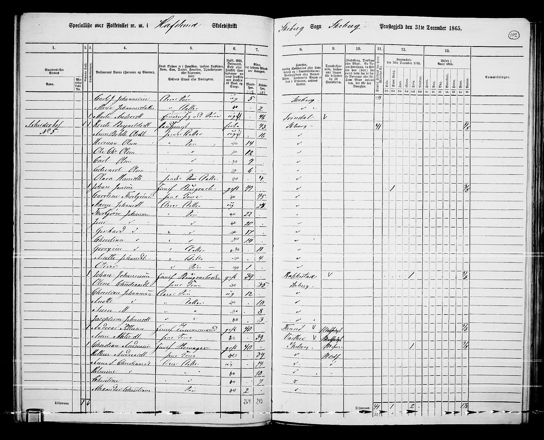 RA, 1865 census for Skjeberg, 1865, p. 96