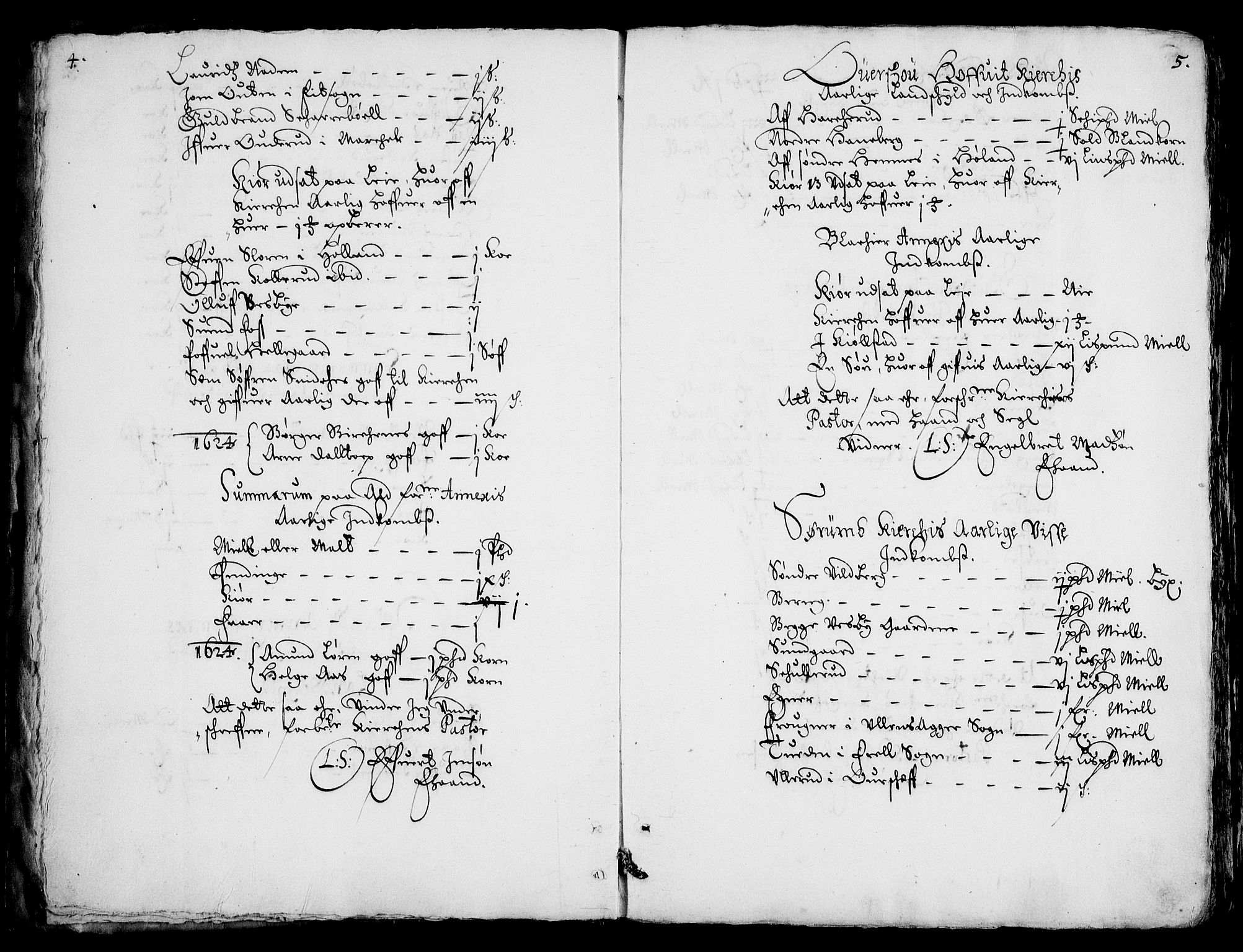 Rentekammeret inntil 1814, Realistisk ordnet avdeling, AV/RA-EA-4070/Fc/Fca/L0001/0004: [Ca I]  Akershus stift / Jordebok over kirkene og prestebolene i Oslo og Hamar stift, 1664, p. 4-5