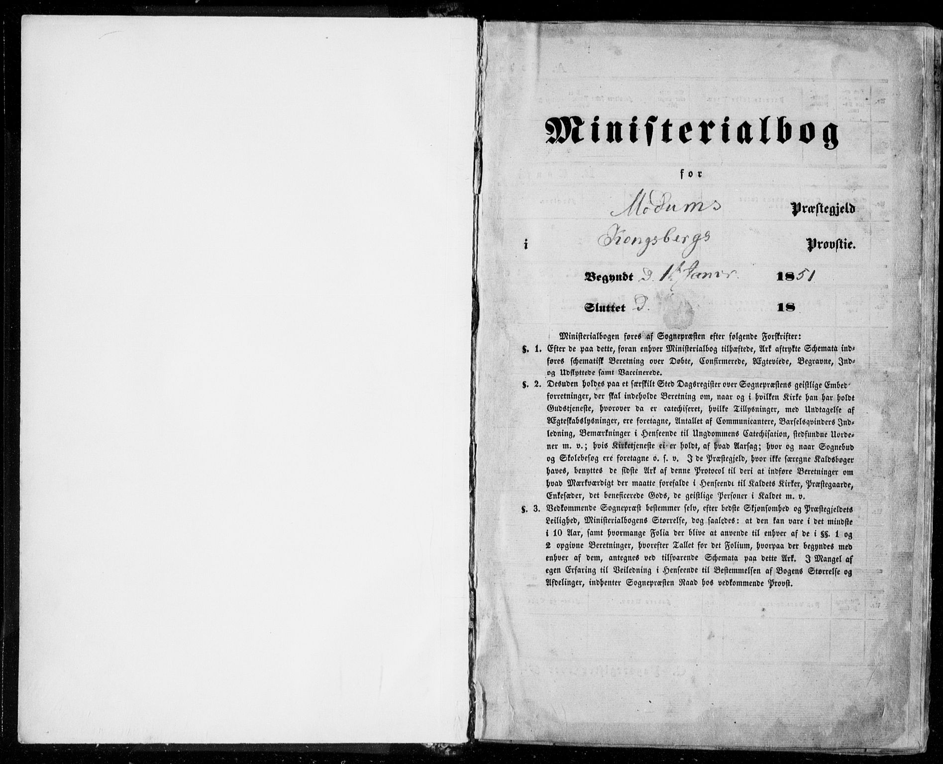 Modum kirkebøker, AV/SAKO-A-234/F/Fa/L0008: Parish register (official) no. 8, 1851-1859