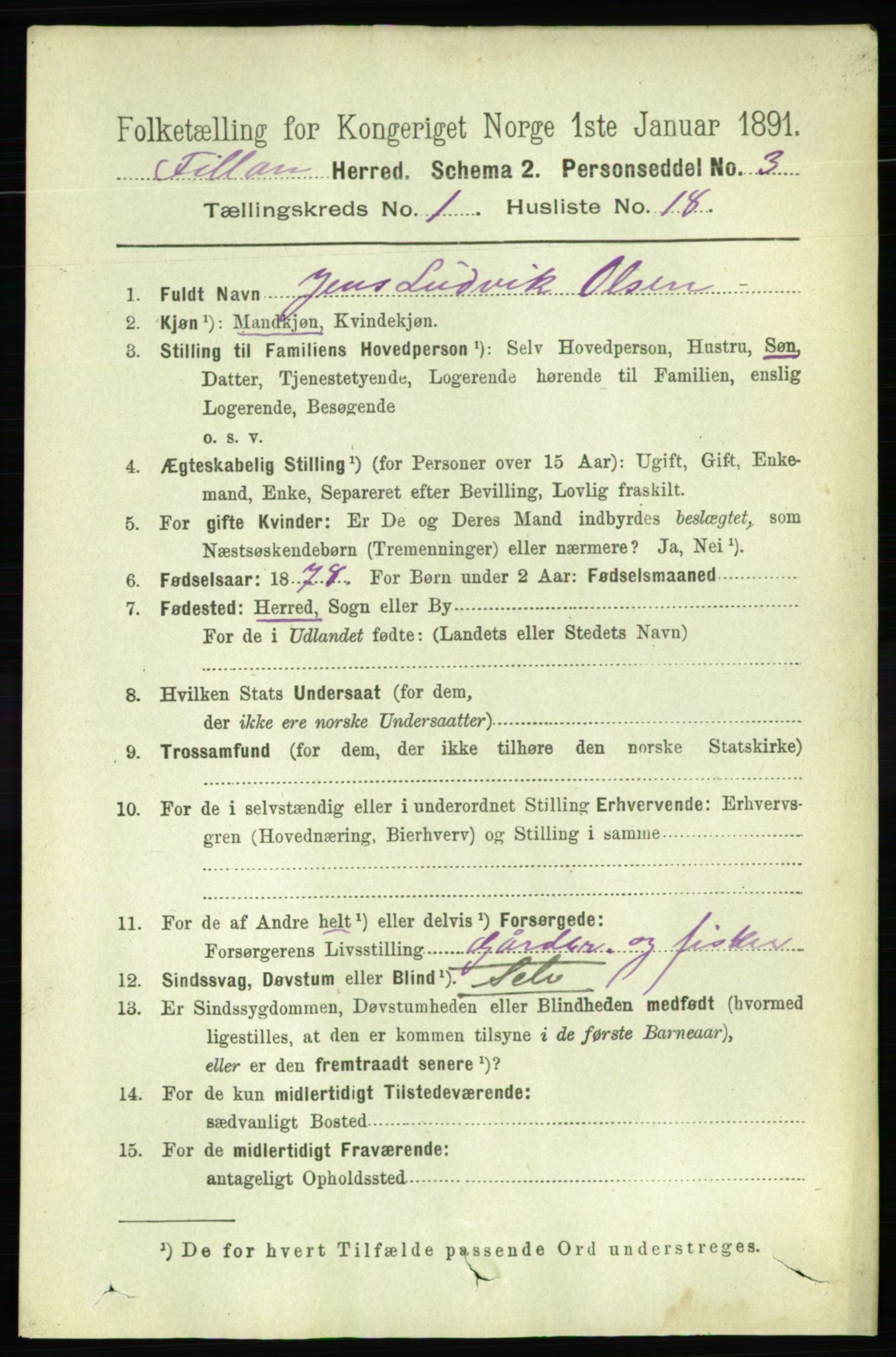 RA, 1891 census for 1616 Fillan, 1891, p. 174