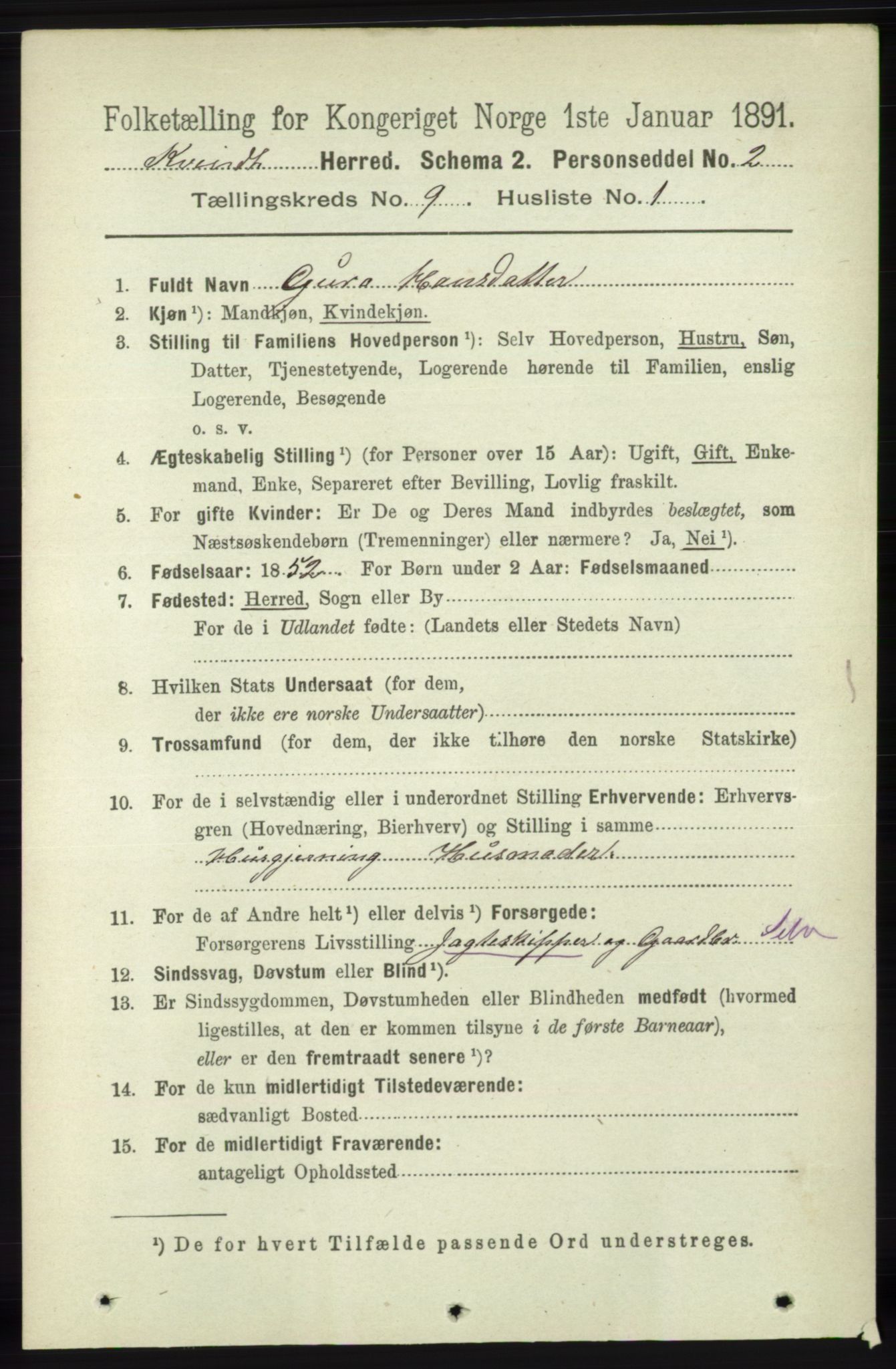 RA, 1891 census for 1224 Kvinnherad, 1891, p. 3304