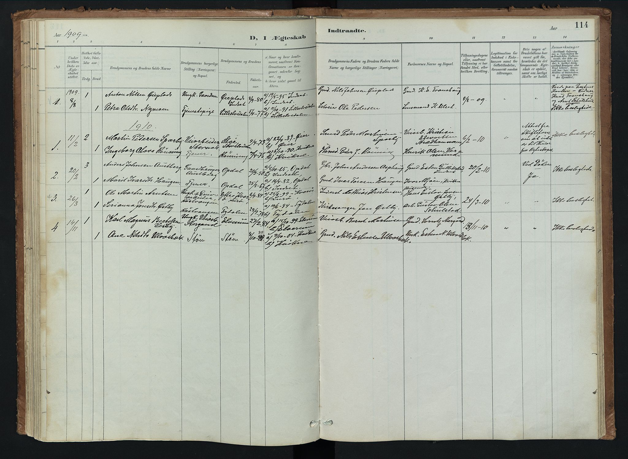 Kvikne prestekontor, AV/SAH-PREST-064/H/Ha/Haa/L0008: Parish register (official) no. 8, 1887-1911, p. 114