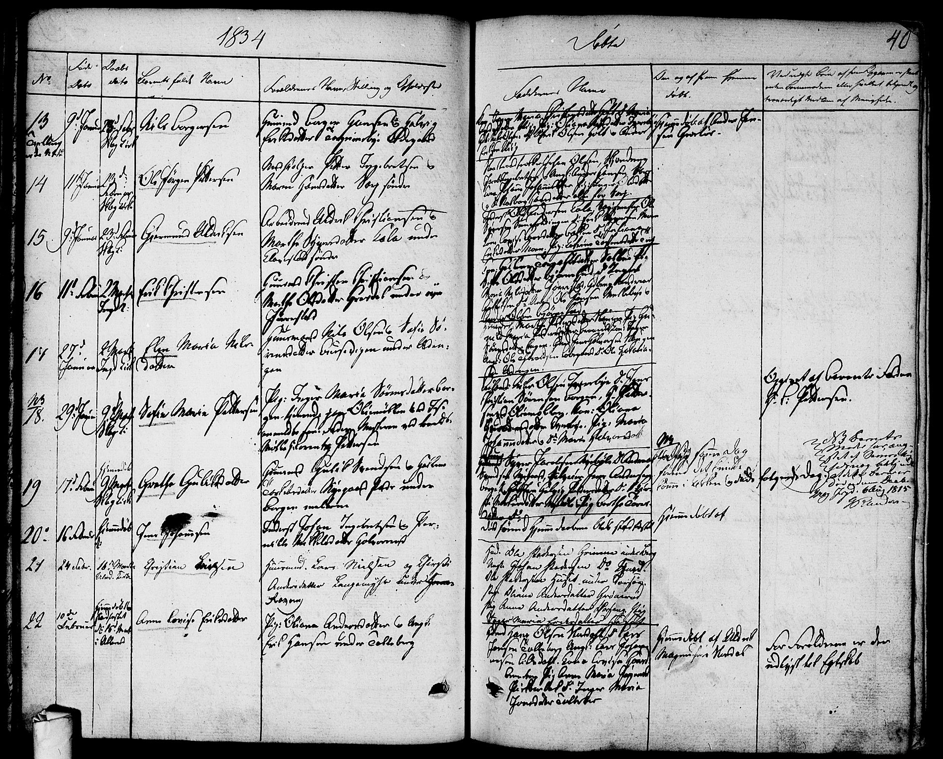 Skjeberg prestekontor Kirkebøker, AV/SAO-A-10923/F/Fa/L0005: Parish register (official) no. I 5, 1830-1845, p. 40
