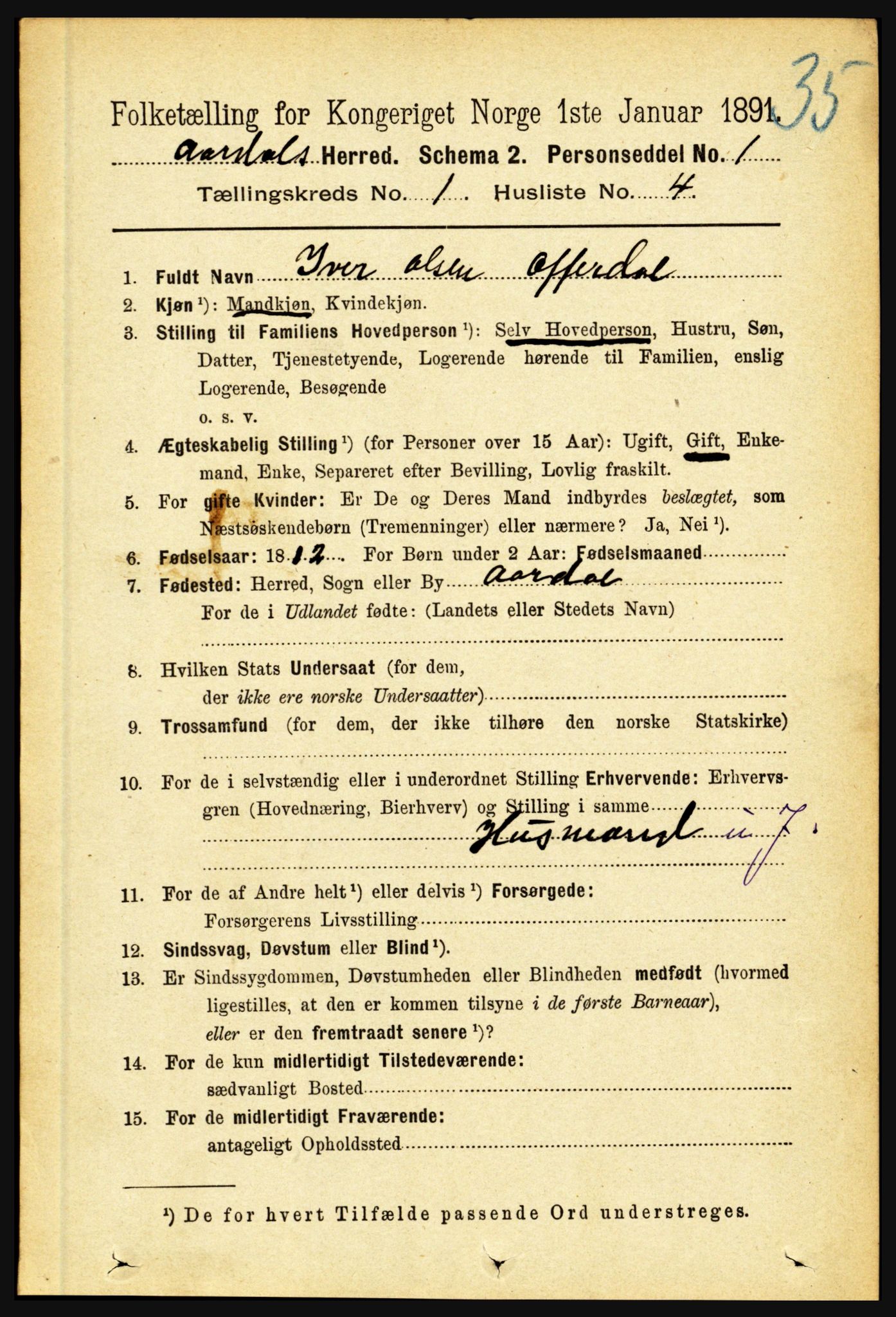 RA, 1891 census for 1424 Årdal, 1891, p. 64