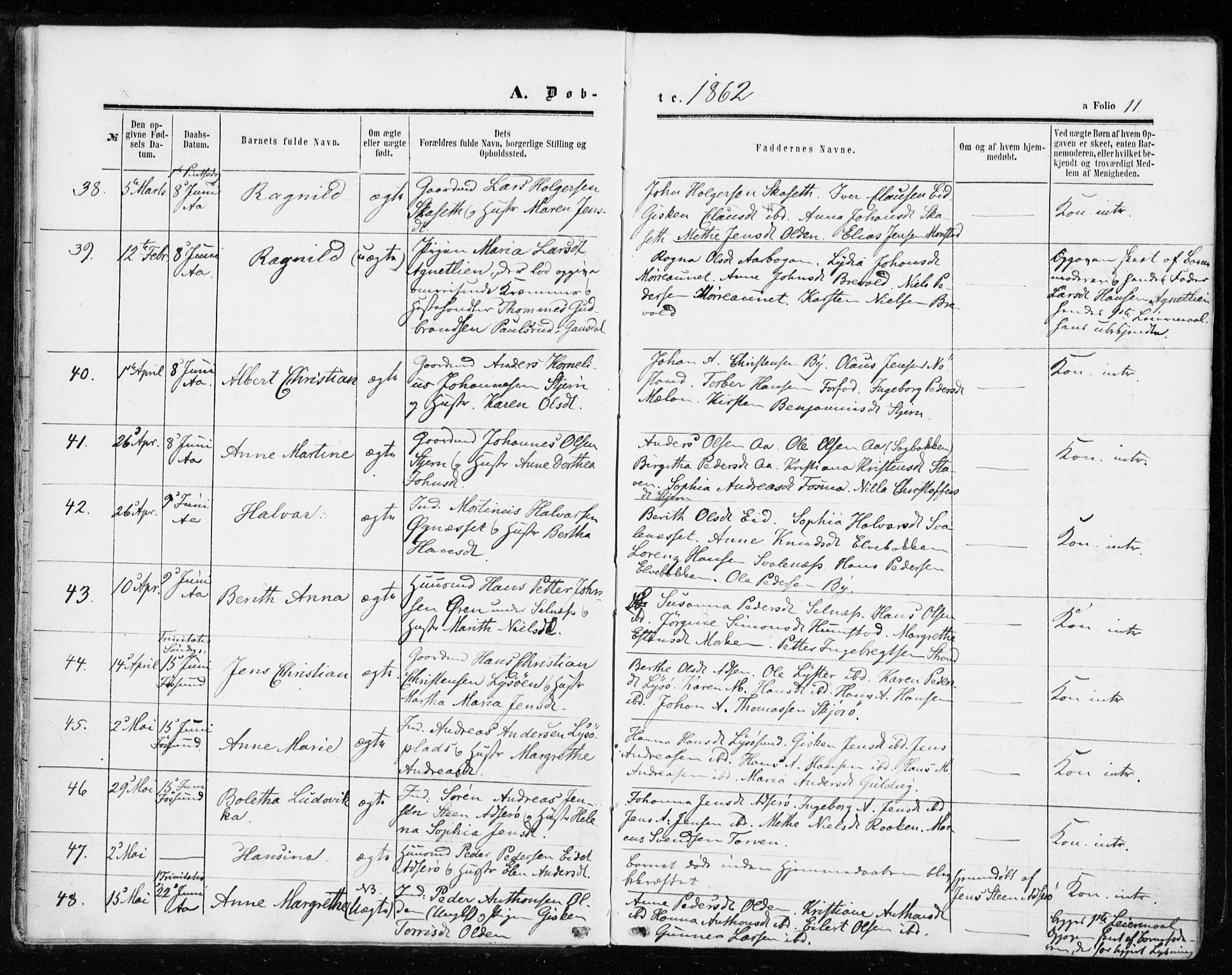 Ministerialprotokoller, klokkerbøker og fødselsregistre - Sør-Trøndelag, SAT/A-1456/655/L0678: Parish register (official) no. 655A07, 1861-1873, p. 11