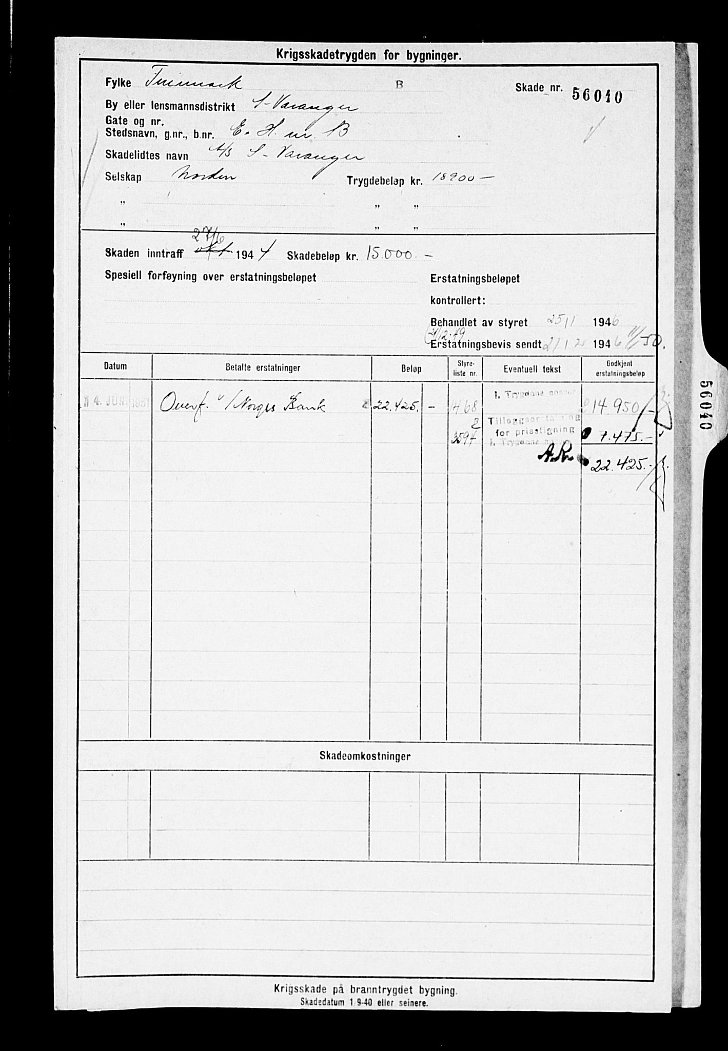 Krigsskadetrygdene for bygninger og løsøre, AV/RA-S-1548/V/L0014: --, 1940-1945, p. 108