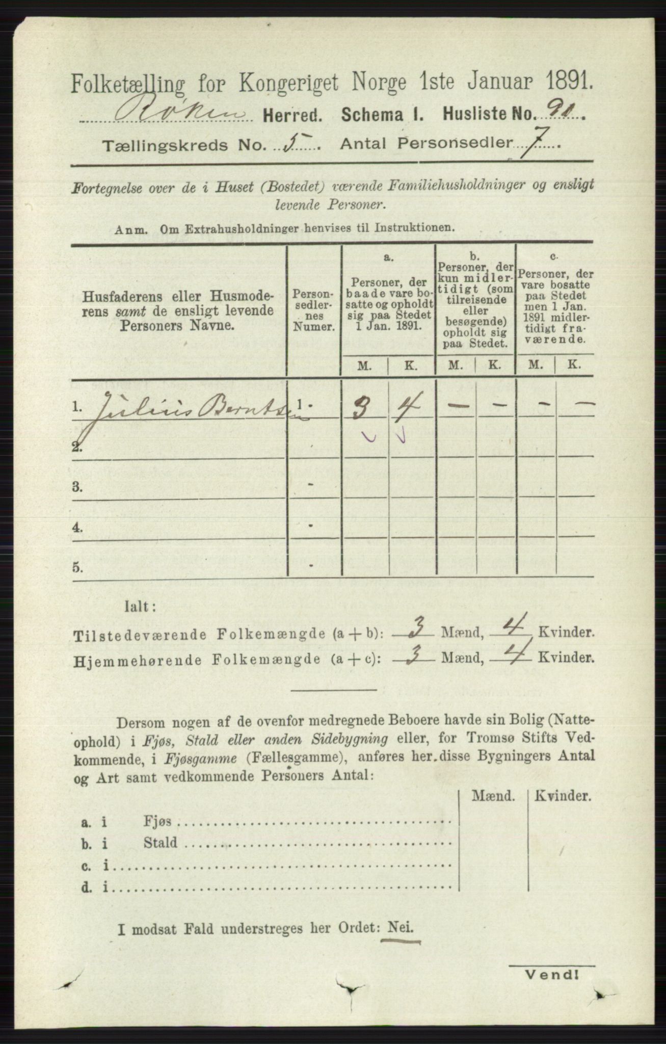 RA, 1891 census for 0627 Røyken, 1891, p. 2855