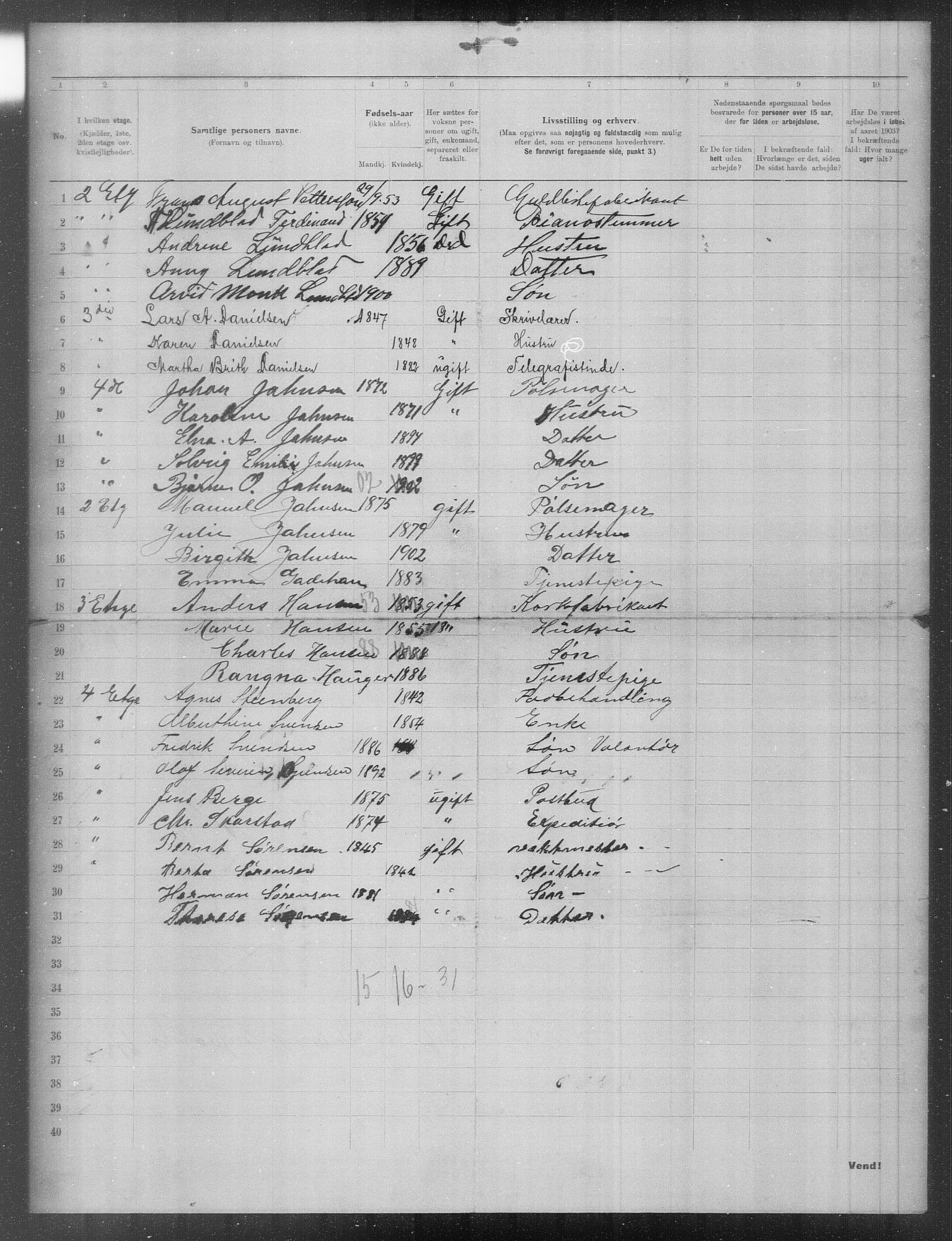 OBA, Municipal Census 1903 for Kristiania, 1903, p. 15452