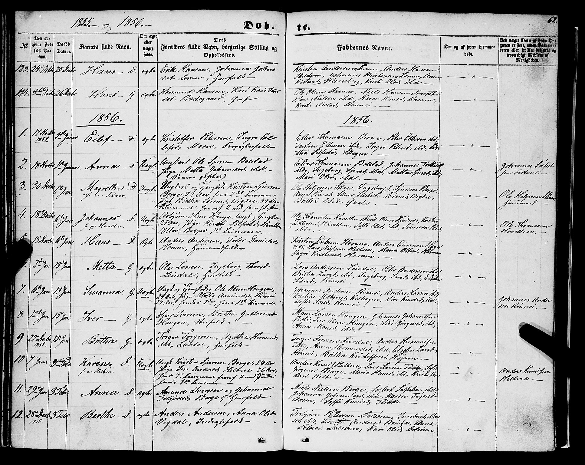 Luster sokneprestembete, AV/SAB-A-81101/H/Haa/Haaa/L0007: Parish register (official) no. A 7, 1849-1859, p. 62