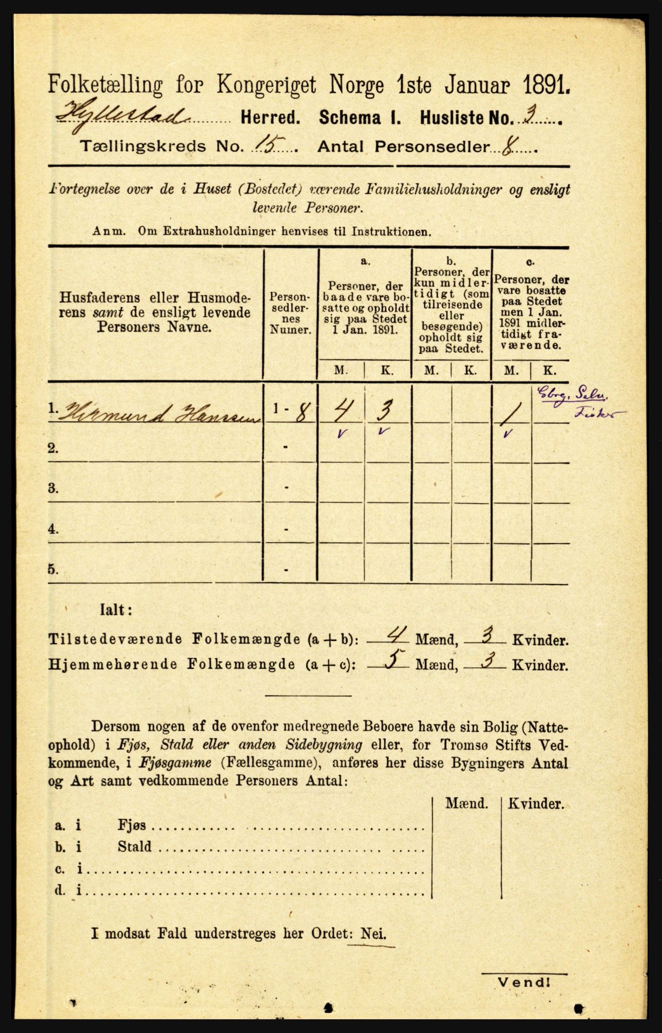 RA, 1891 census for 1413 Hyllestad, 1891, p. 2679