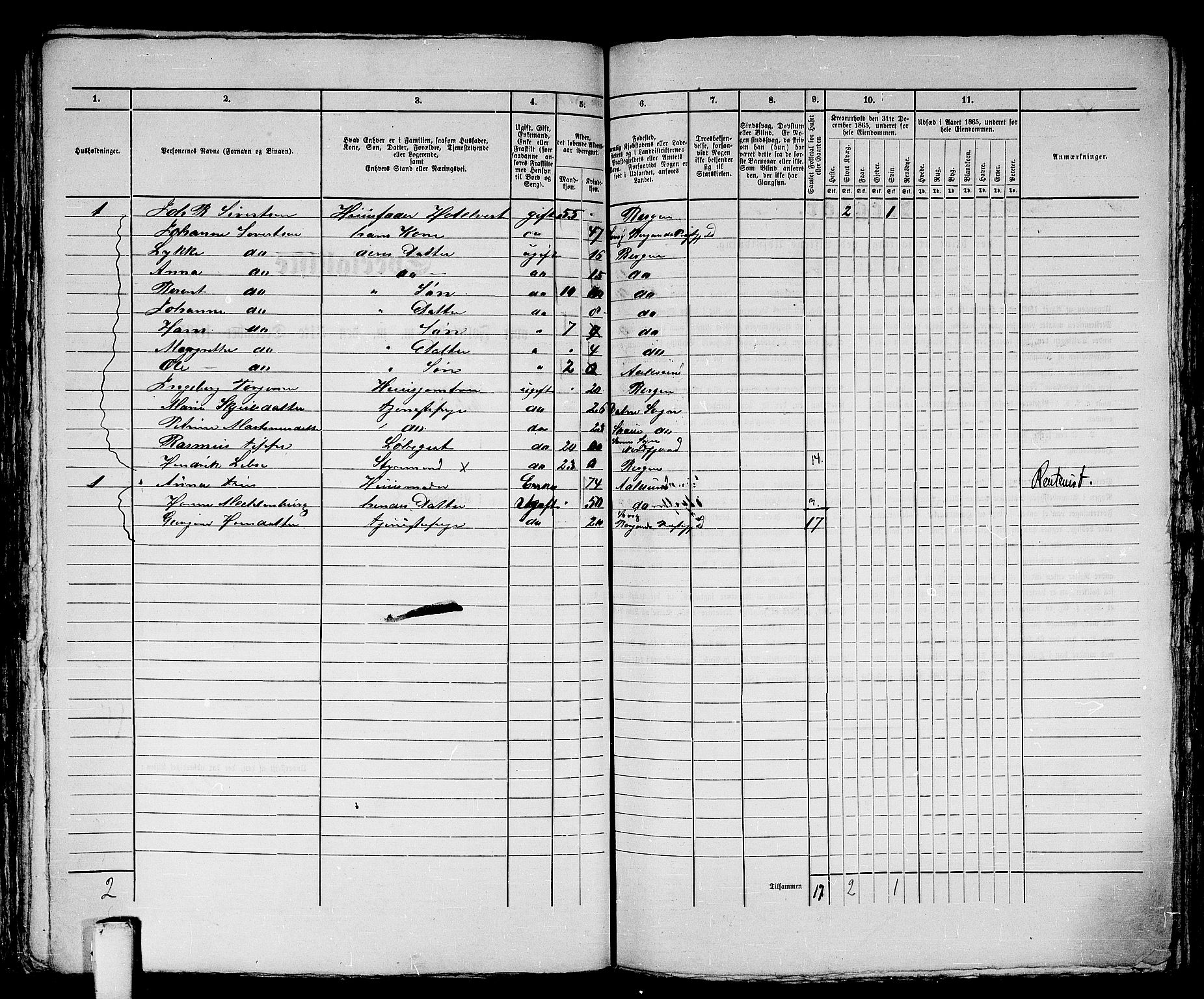 RA, 1865 census for Ålesund, 1865, p. 280