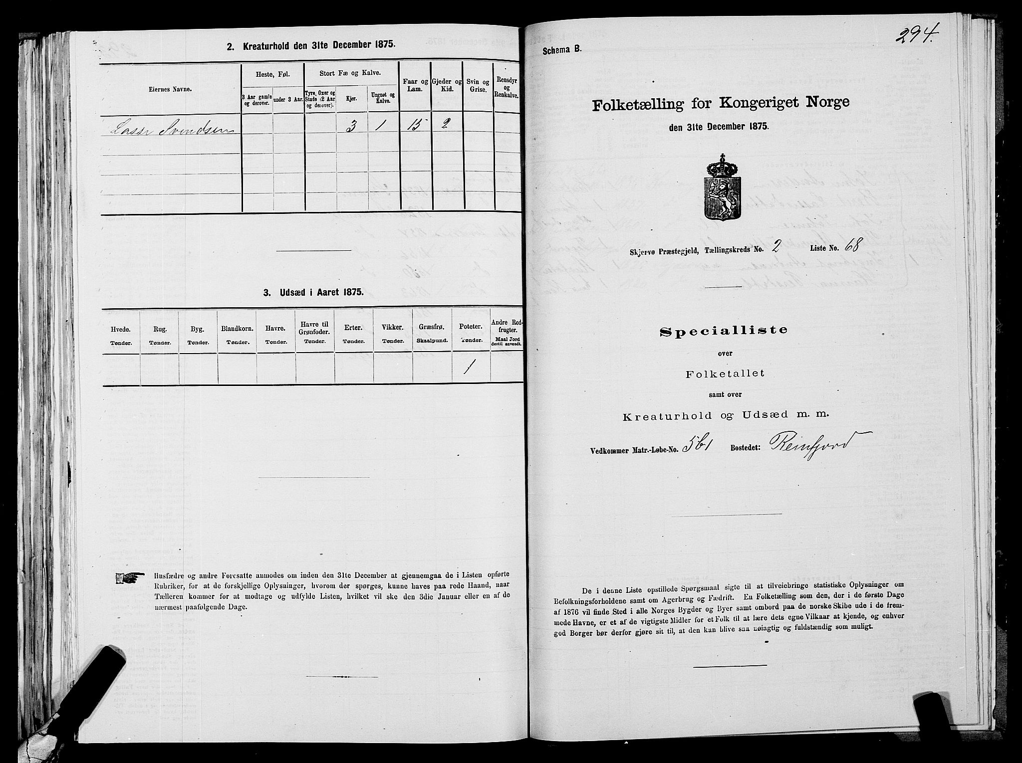 SATØ, 1875 census for 1941P Skjervøy, 1875, p. 1294