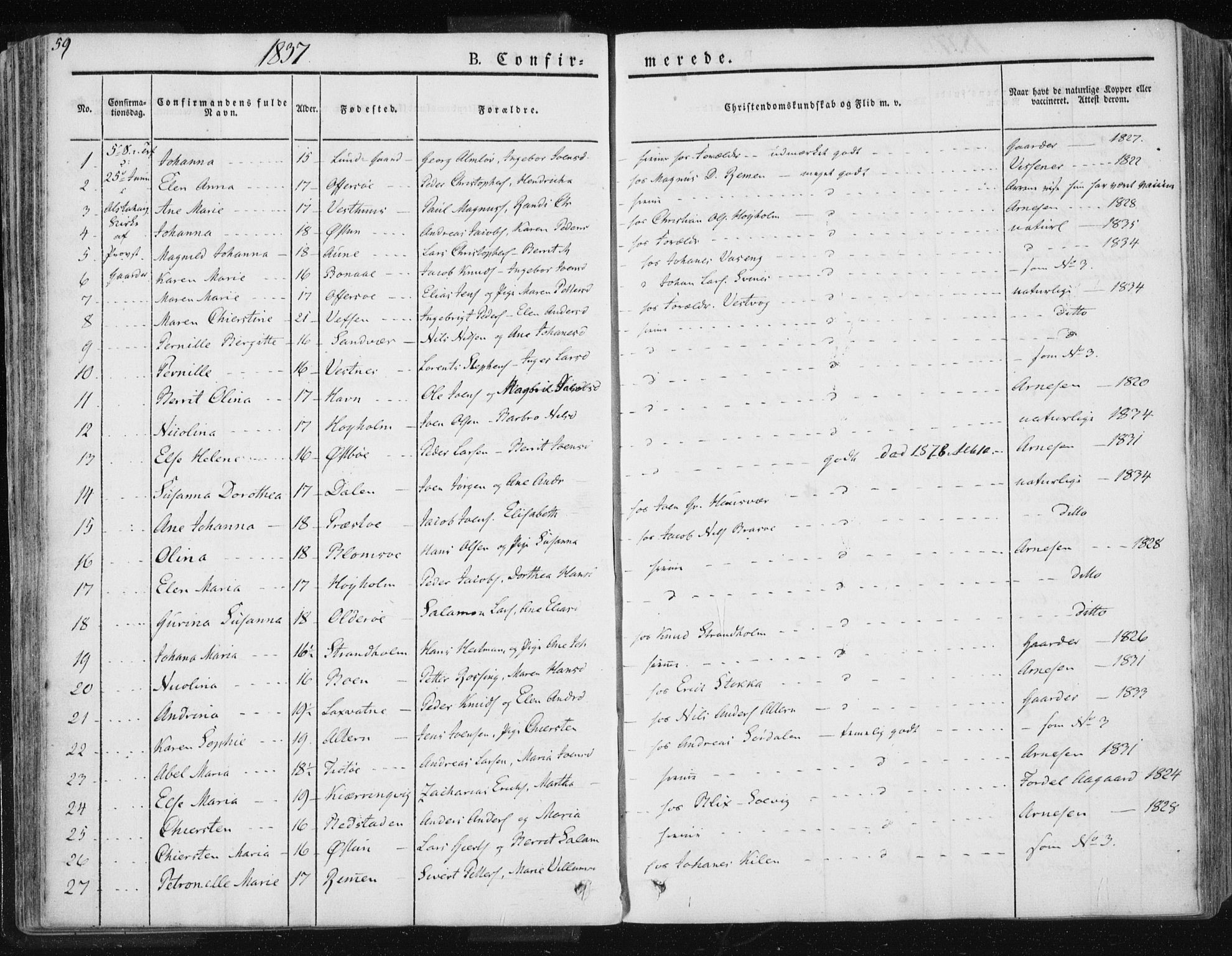 Ministerialprotokoller, klokkerbøker og fødselsregistre - Nordland, AV/SAT-A-1459/830/L0447: Parish register (official) no. 830A11, 1831-1854, p. 59