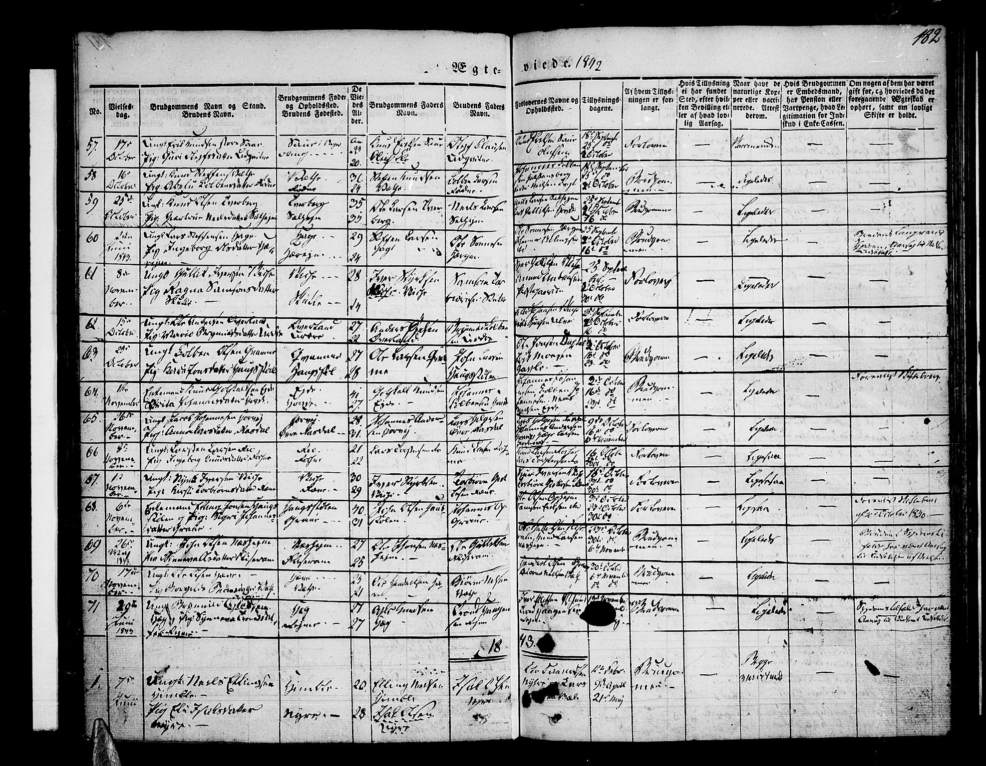 Voss sokneprestembete, SAB/A-79001/H/Haa: Parish register (official) no. A 13, 1836-1851, p. 182