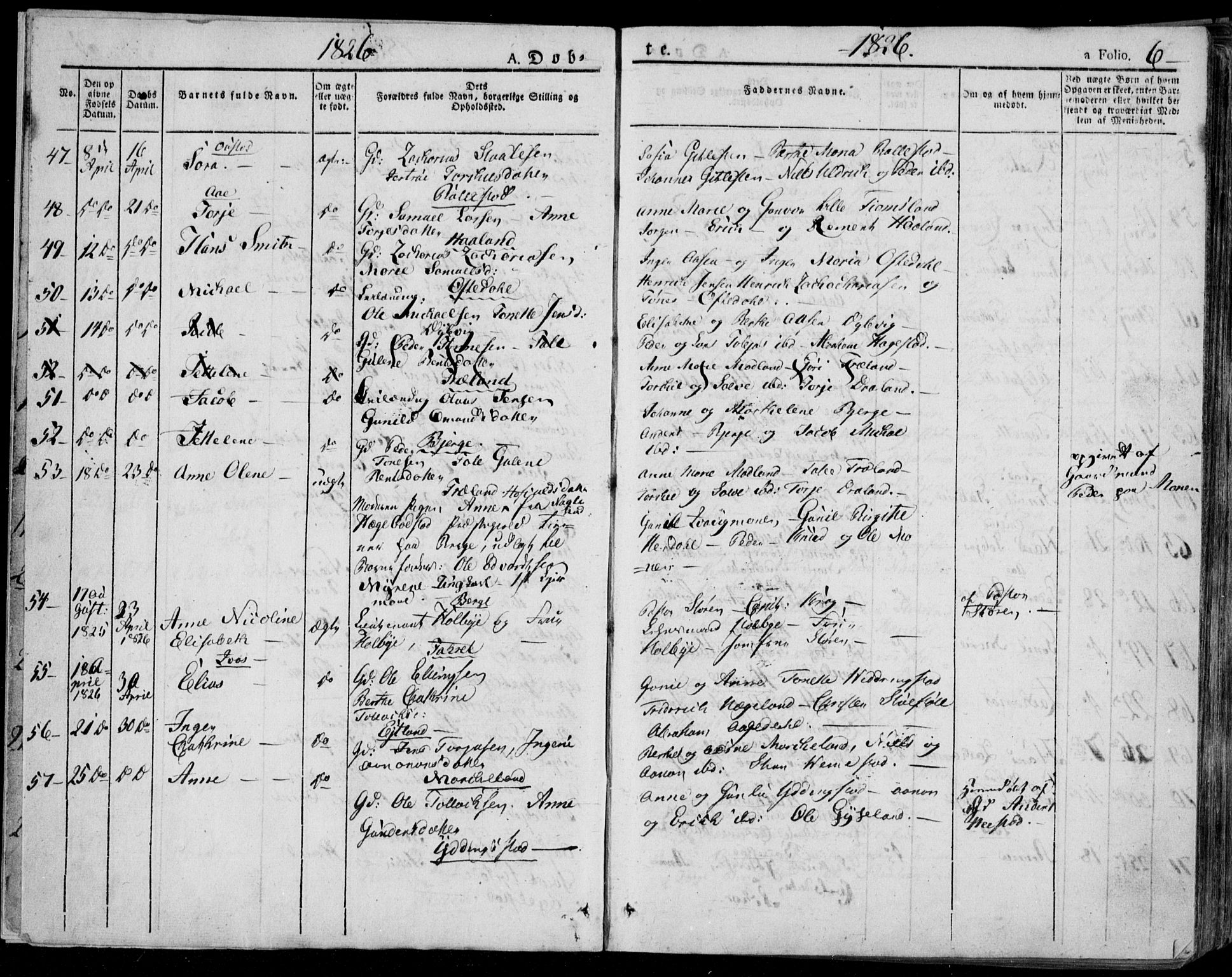 Lyngdal sokneprestkontor, AV/SAK-1111-0029/F/Fa/Fac/L0007: Parish register (official) no. A 7, 1825-1838, p. 6