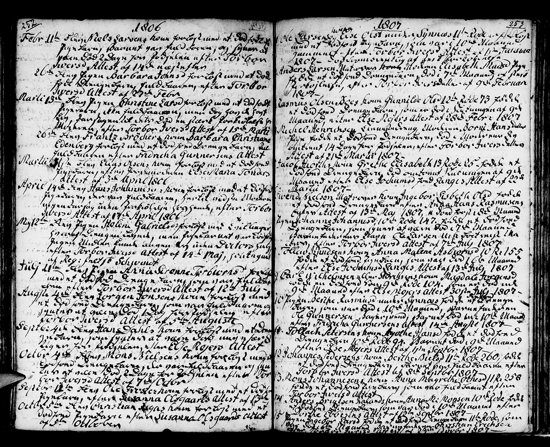Domkirken sokneprestembete, SAB/A-74801/H/Haa/L0009: Parish register (official) no. A 9, 1776-1821, p. 252-253