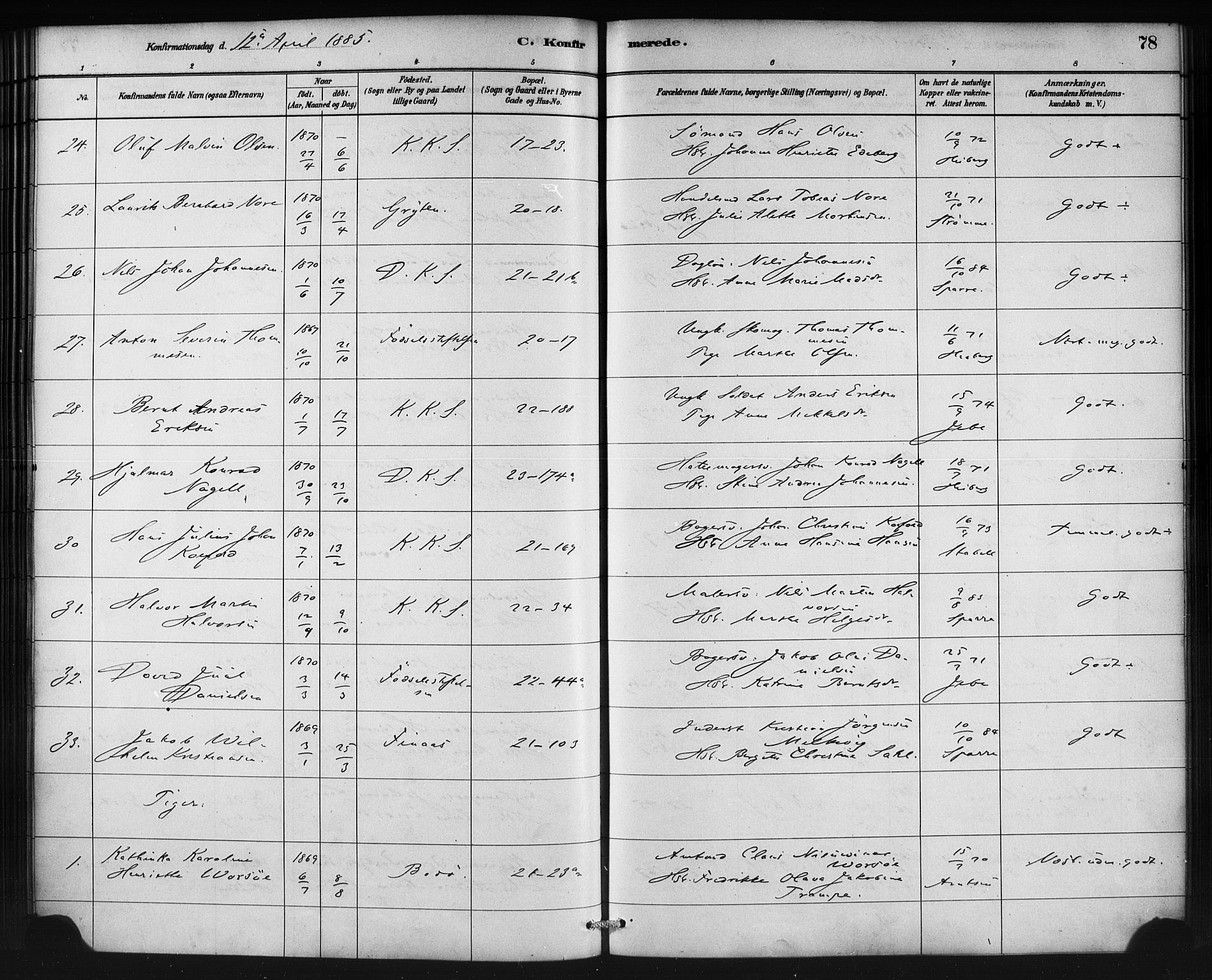 Korskirken sokneprestembete, AV/SAB-A-76101/H/Haa/L0029: Parish register (official) no. C 5, 1880-1892, p. 78