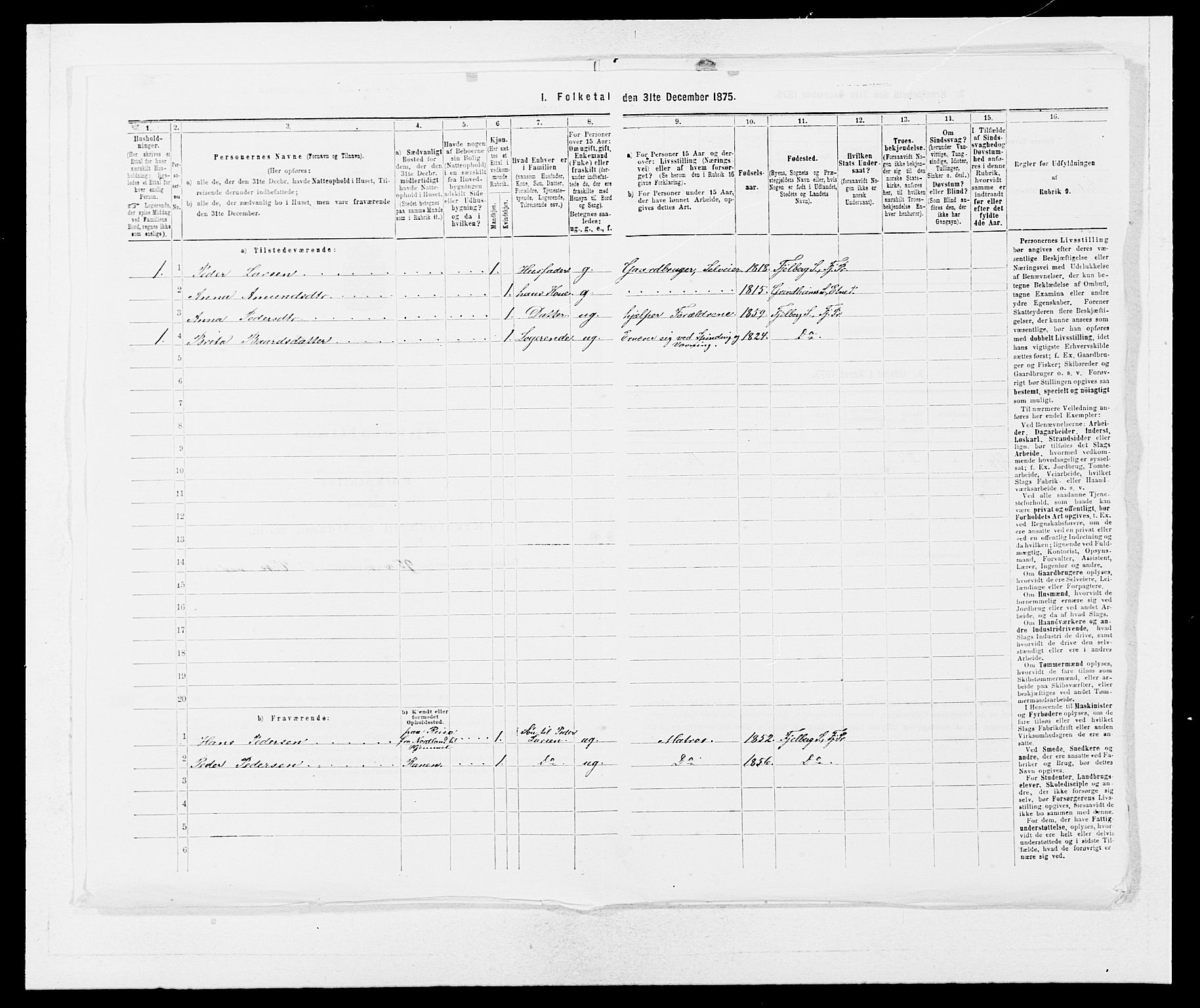 SAB, 1875 census for 1213P Fjelberg, 1875, p. 727