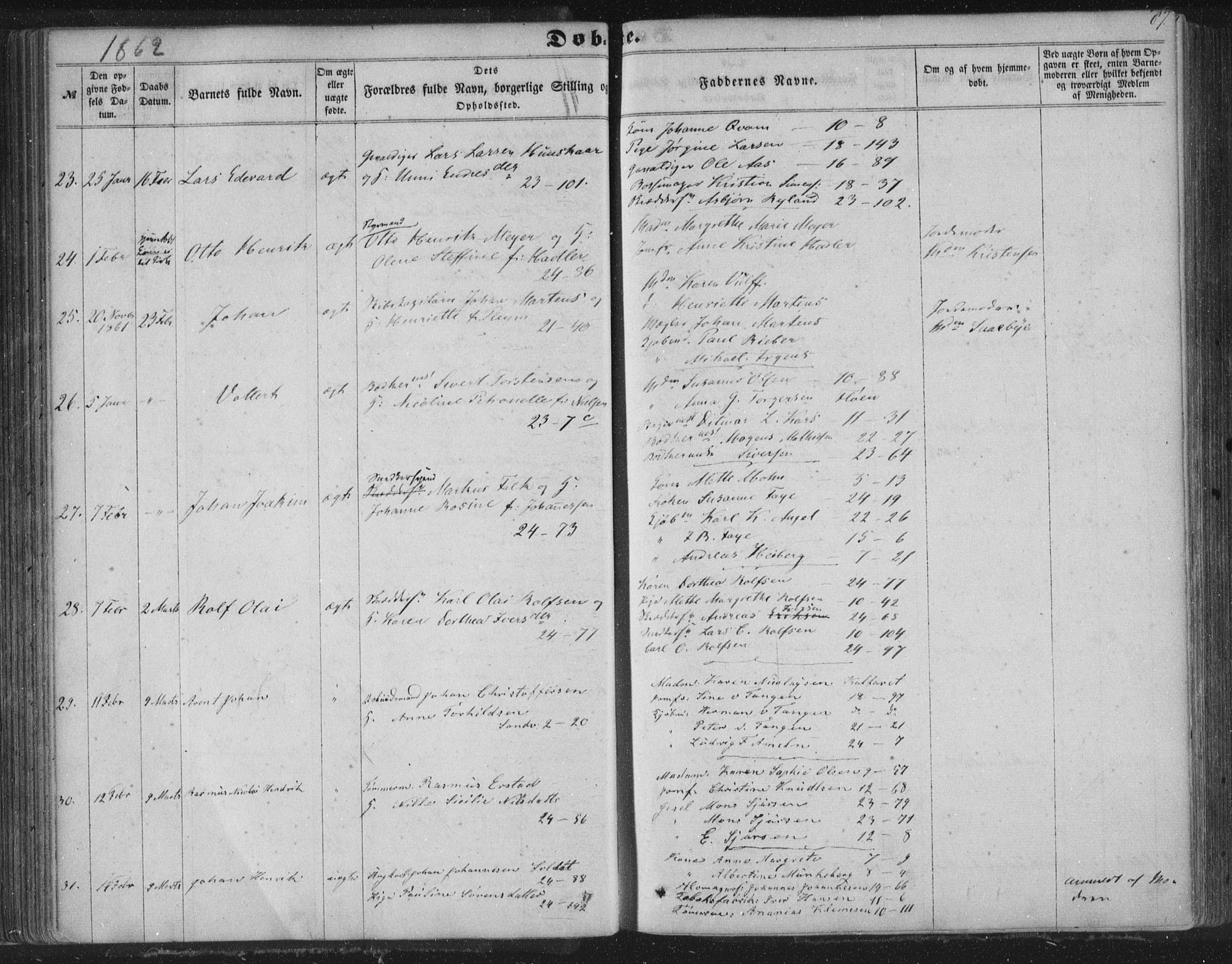 Korskirken sokneprestembete, AV/SAB-A-76101/H/Haa/L0018: Parish register (official) no. B 4, 1857-1866, p. 87