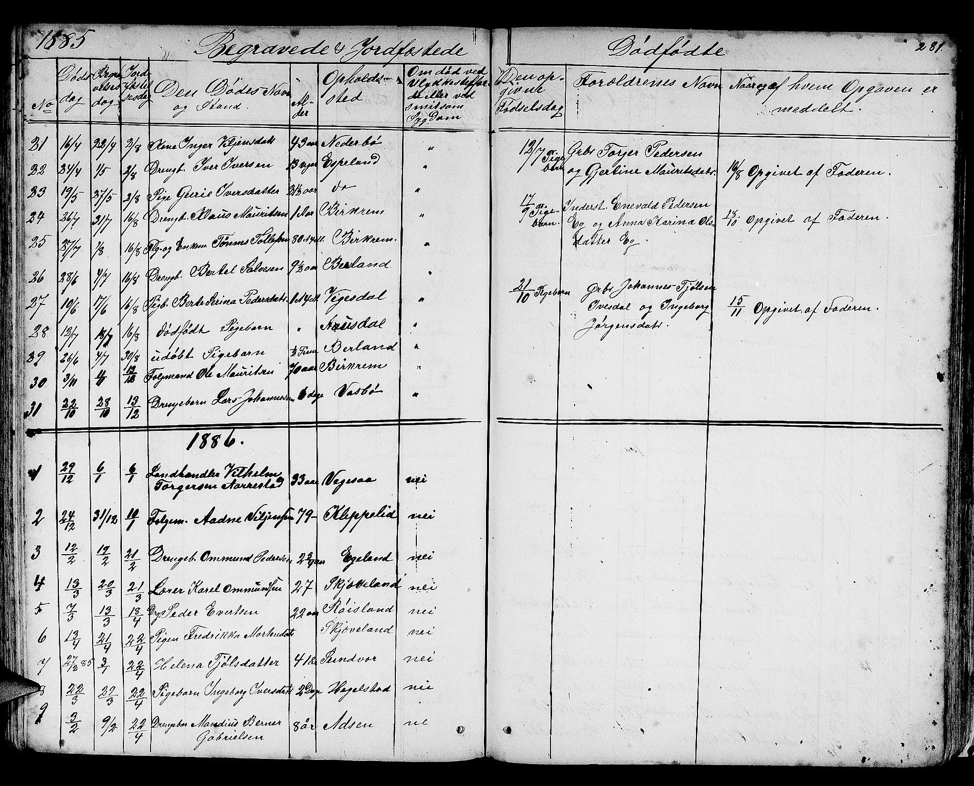 Helleland sokneprestkontor, AV/SAST-A-101810: Parish register (copy) no. B 3, 1847-1886, p. 281