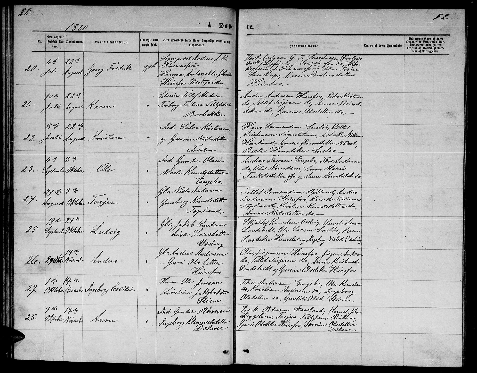 Herefoss sokneprestkontor, AV/SAK-1111-0019/F/Fb/Fba/L0002: Parish register (copy) no. B 2, 1868-1886, p. 51-52