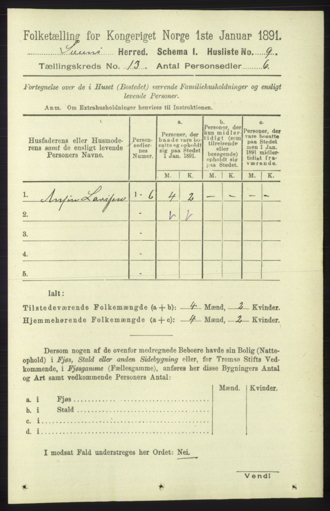 RA, 1891 census for 1216 Sveio, 1891, p. 3626