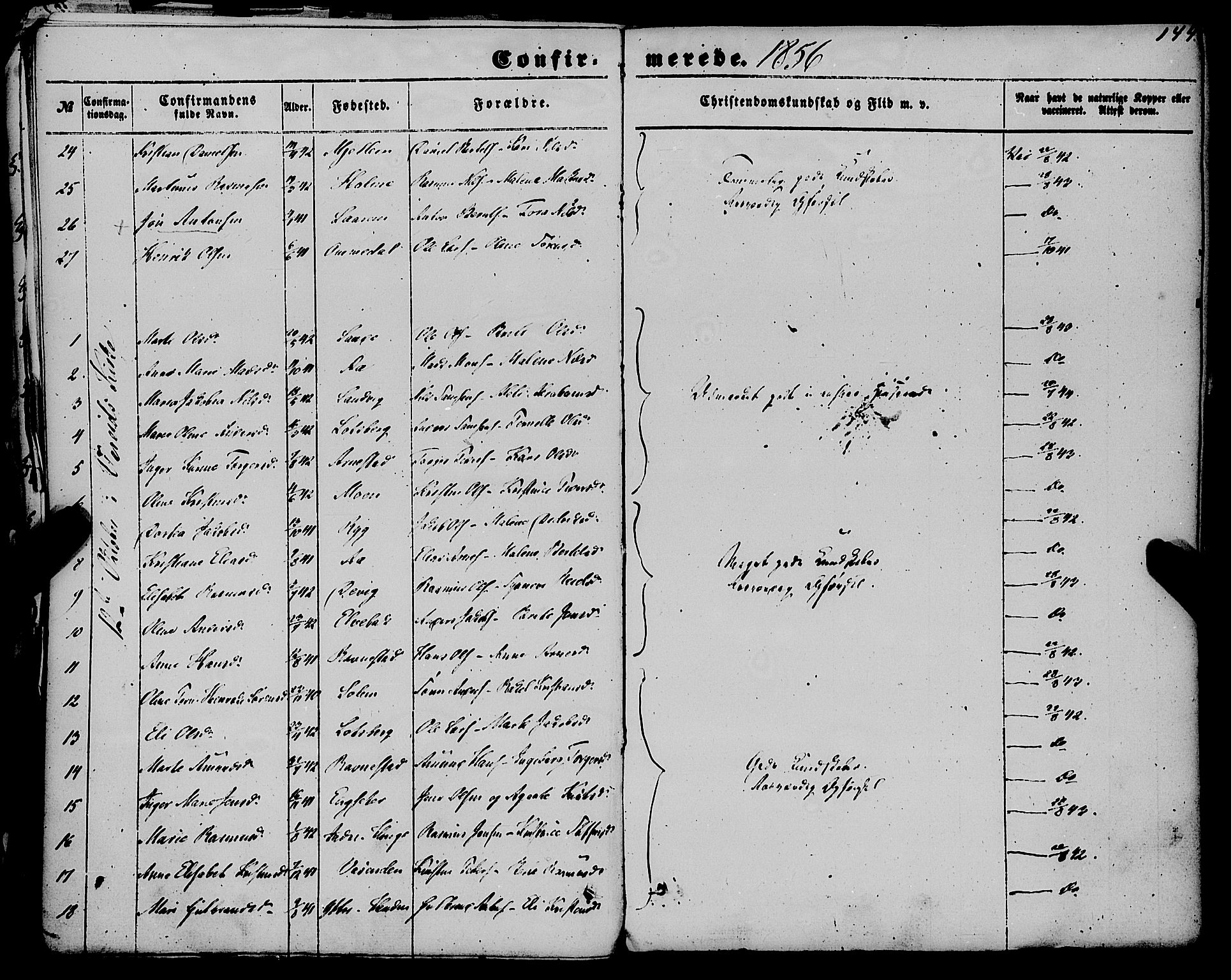 Gloppen sokneprestembete, SAB/A-80101/H/Haa/Haaa/L0009: Parish register (official) no. A 9, 1855-1870, p. 144