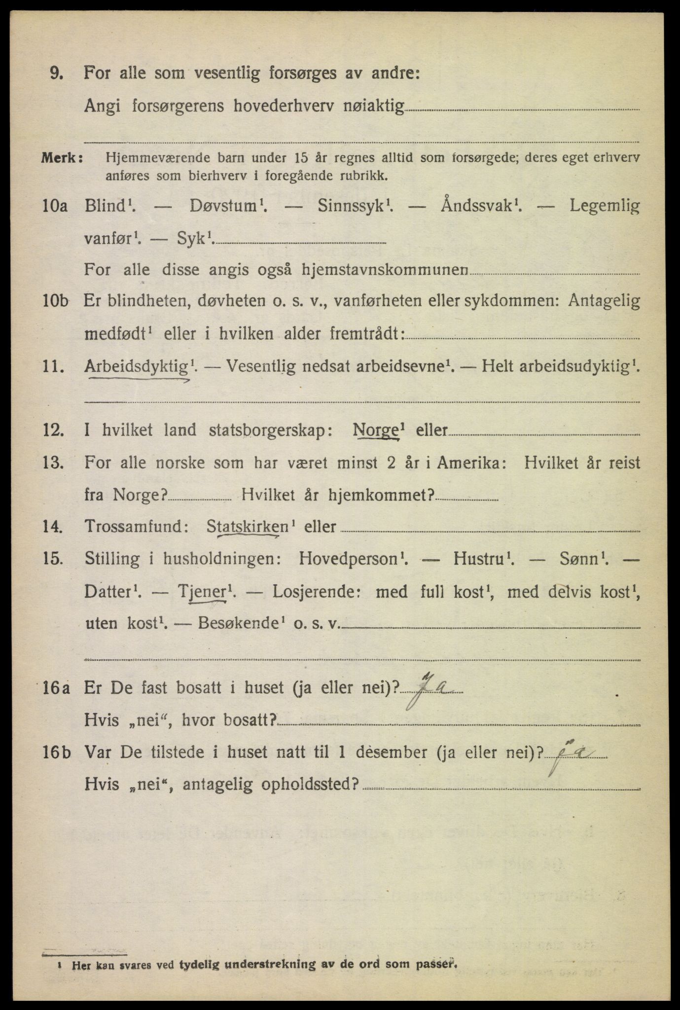 SAK, 1920 census for Randesund, 1920, p. 1081