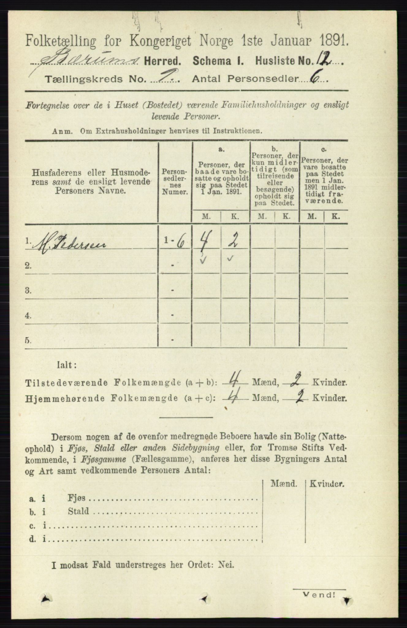RA, 1891 census for 0219 Bærum, 1891, p. 4991