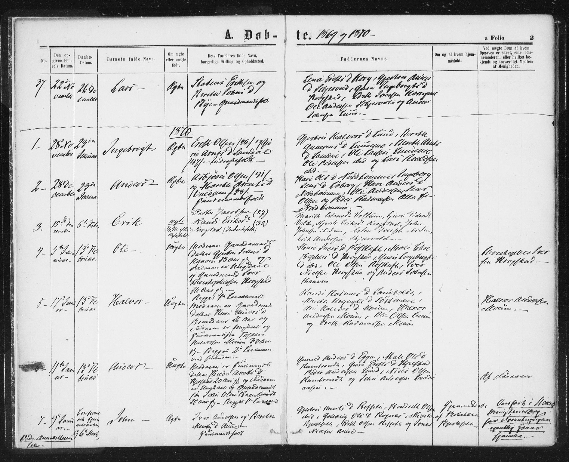Ministerialprotokoller, klokkerbøker og fødselsregistre - Sør-Trøndelag, SAT/A-1456/692/L1104: Parish register (official) no. 692A04, 1862-1878, p. 2