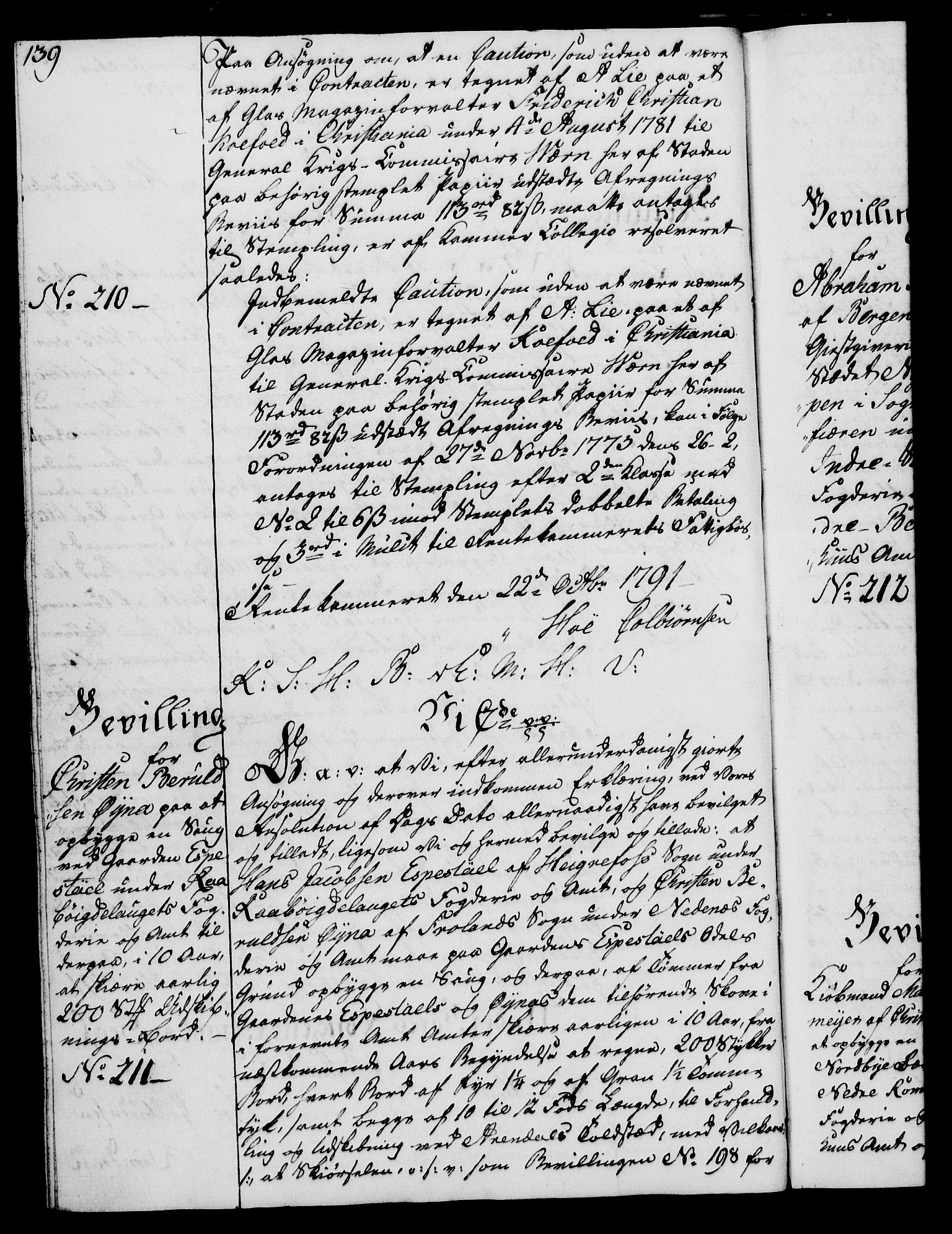 Rentekammeret, Kammerkanselliet, RA/EA-3111/G/Gg/Gga/L0015: Norsk ekspedisjonsprotokoll med register (merket RK 53.15), 1790-1791, p. 139