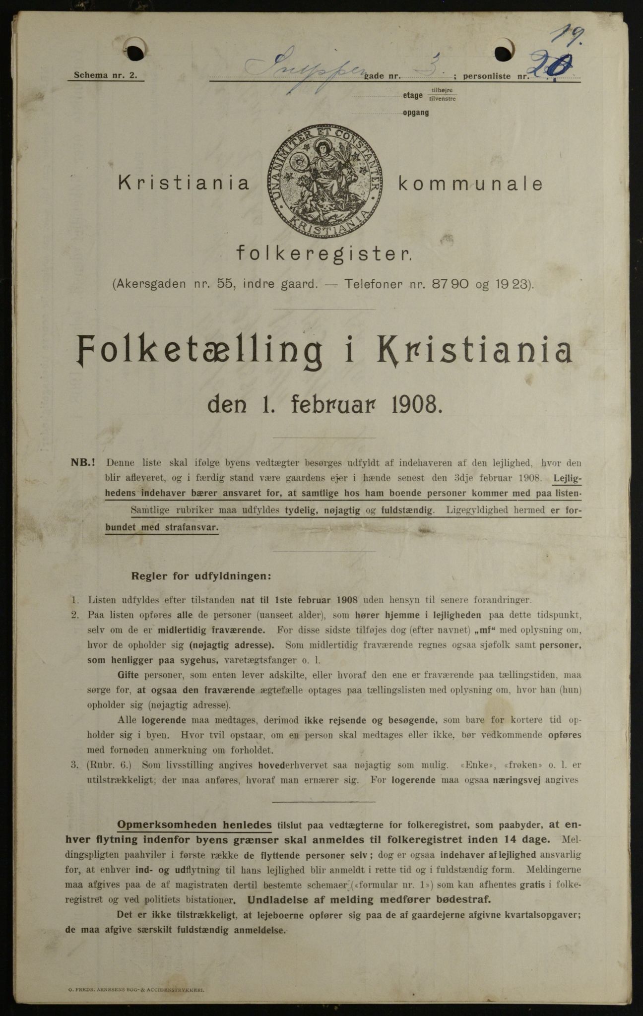 OBA, Municipal Census 1908 for Kristiania, 1908, p. 88183