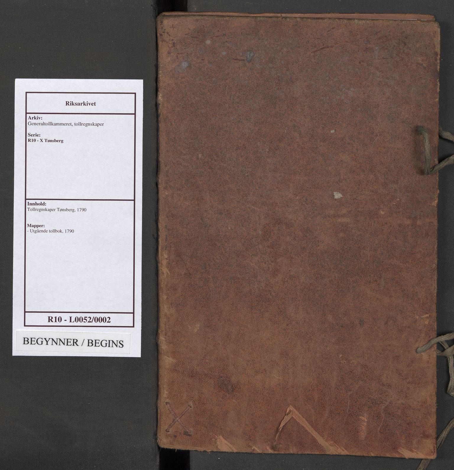 Generaltollkammeret, tollregnskaper, RA/EA-5490/R10/L0052/0002: Tollregnskaper Tønsberg / Utgående tollbok, 1790