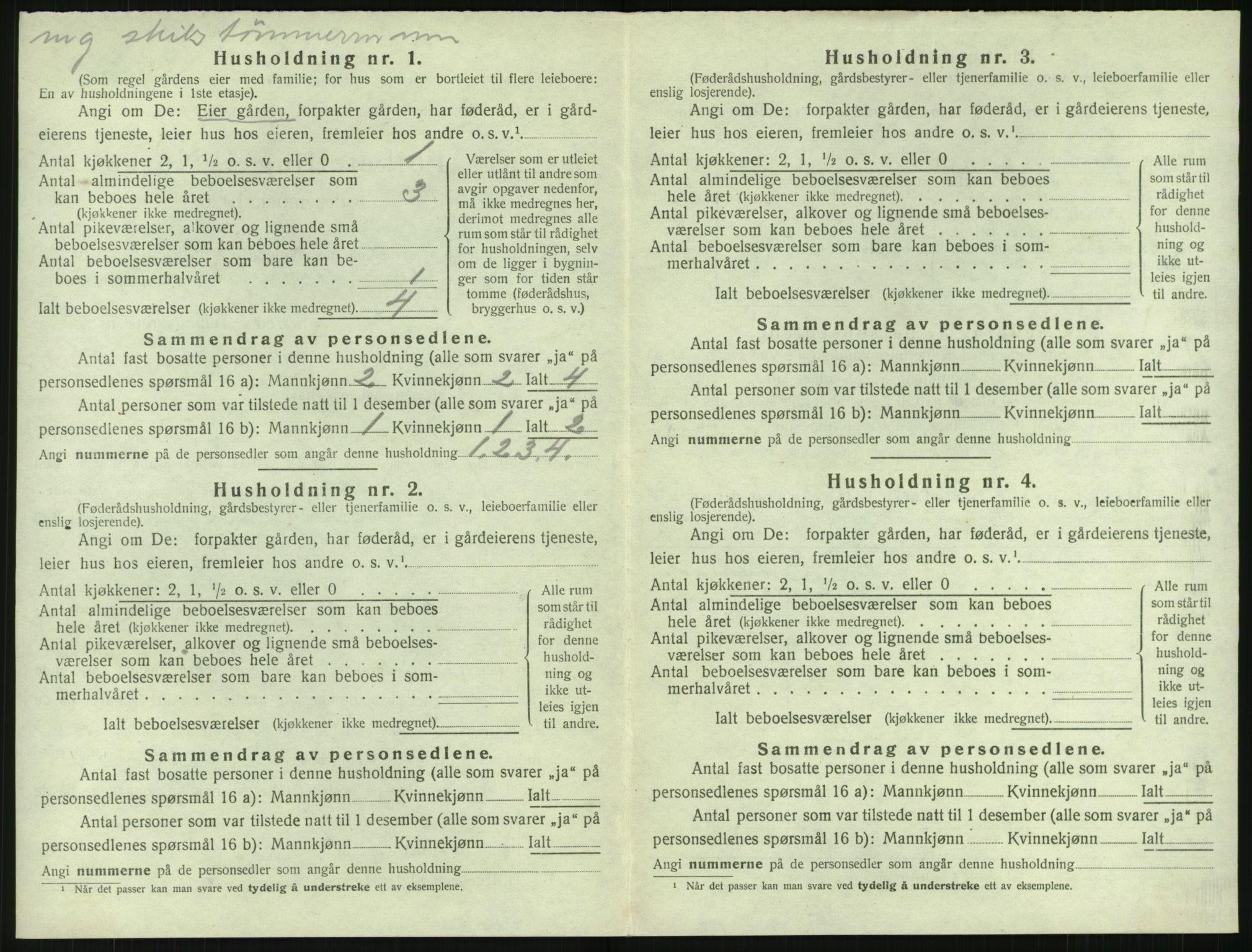 SAK, 1920 census for Fjære, 1920, p. 1008