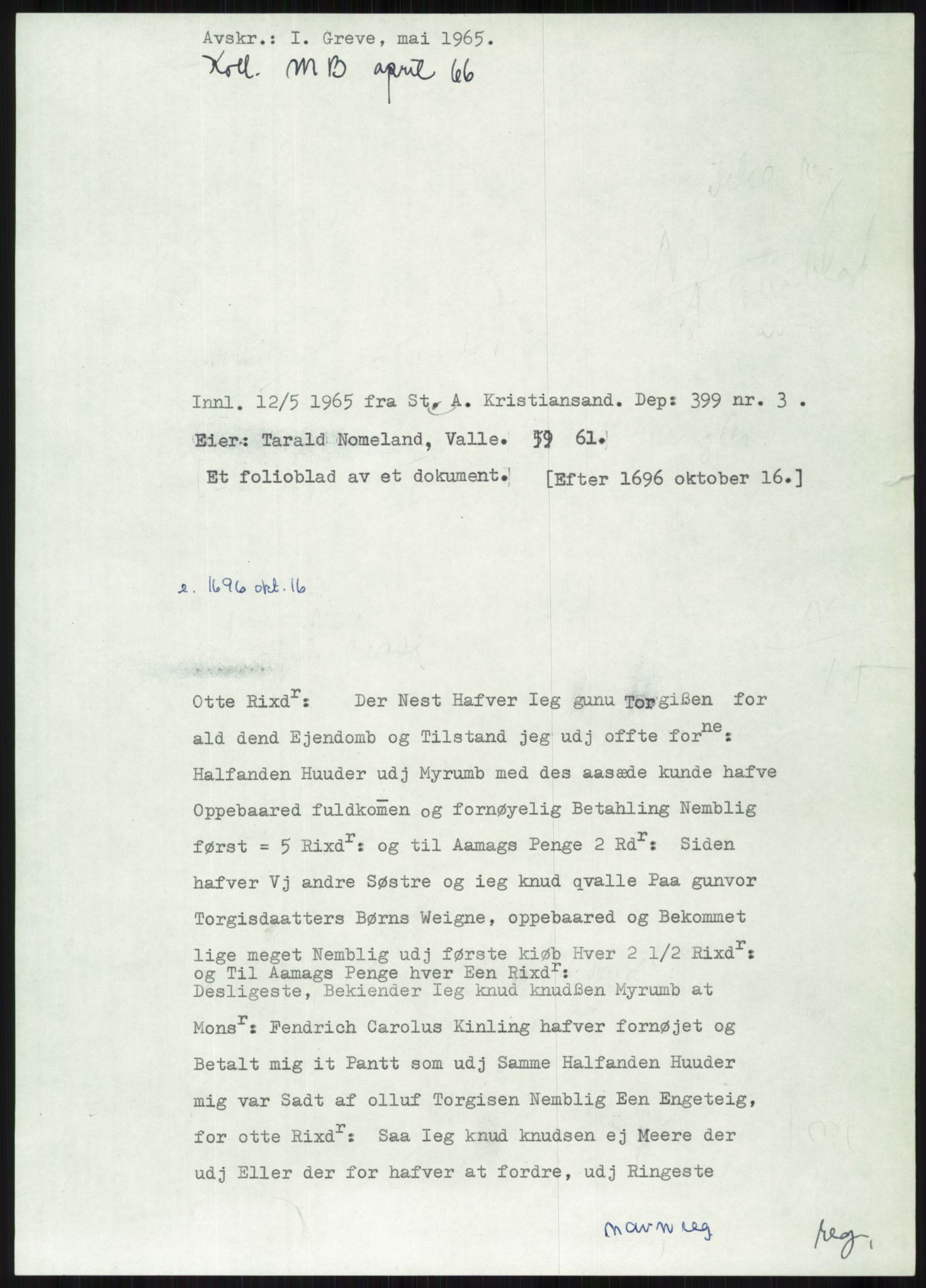 Samlinger til kildeutgivelse, Diplomavskriftsamlingen, AV/RA-EA-4053/H/Ha, p. 2912