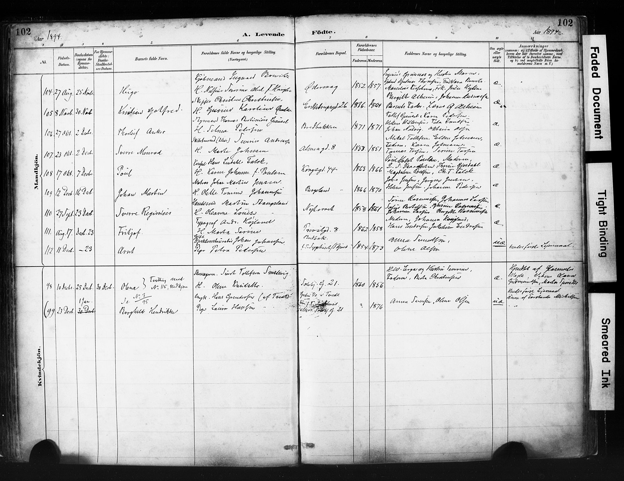 St. Petri sokneprestkontor, AV/SAST-A-101813/001/30/30BA/L0019: Parish register (official) no. A 20, 1888-1901, p. 102