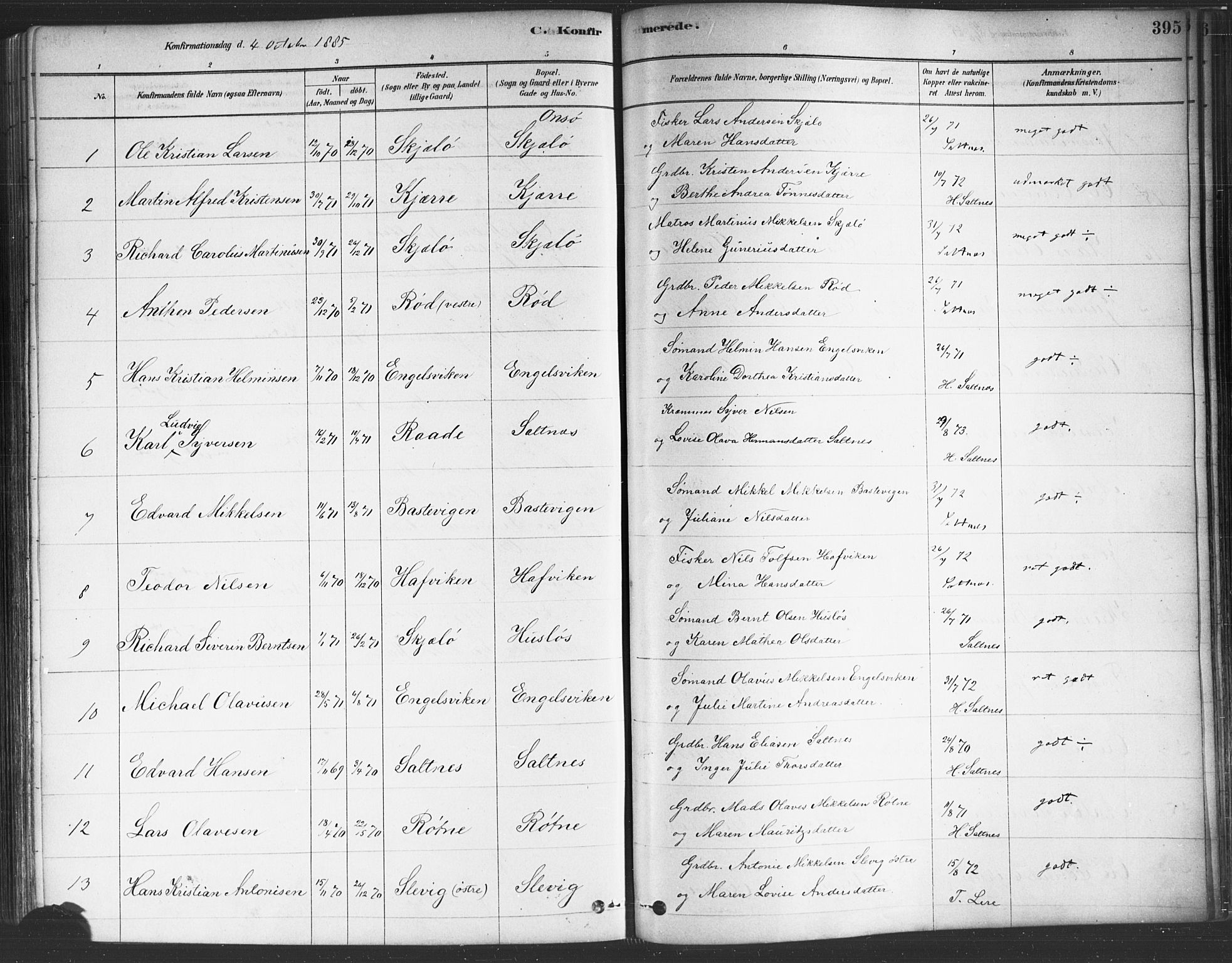 Onsøy prestekontor Kirkebøker, AV/SAO-A-10914/F/Fa/L0005: Parish register (official) no. I 5, 1878-1898, p. 395