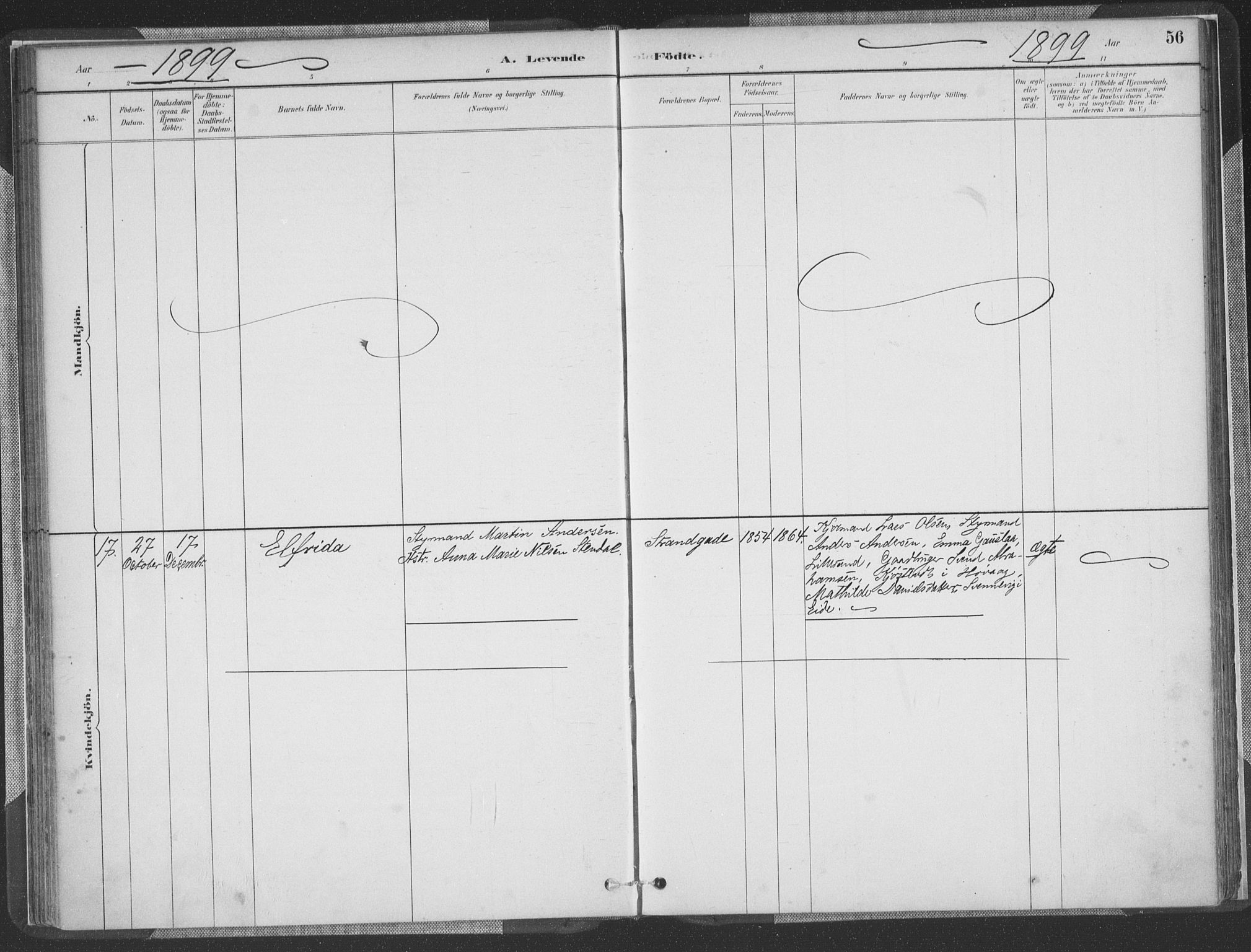 Vestre Moland sokneprestkontor, AV/SAK-1111-0046/F/Fa/Faa/L0001: Parish register (official) no. A 1, 1884-1899, p. 56