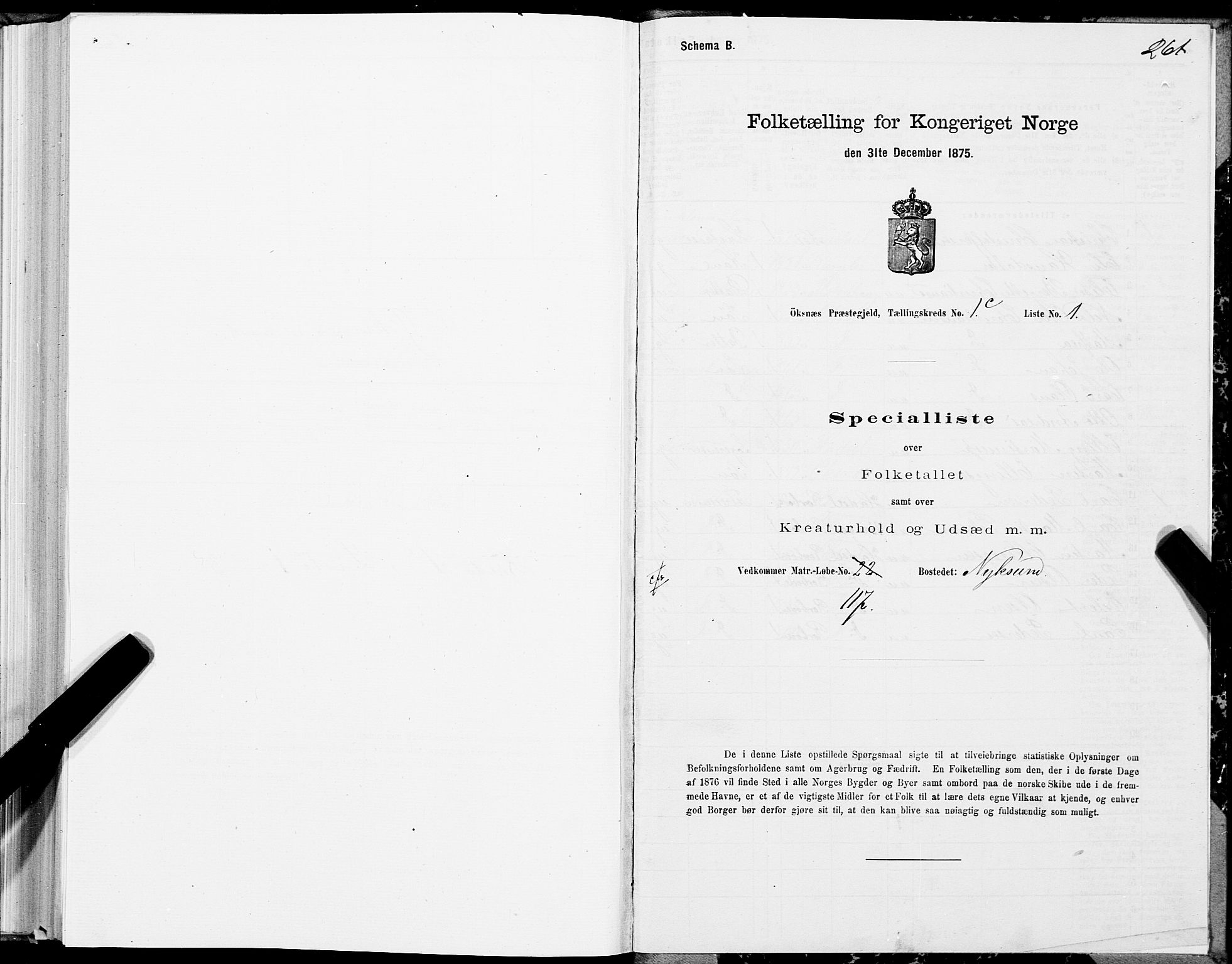 SAT, 1875 census for 1868P Øksnes, 1875, p. 1261